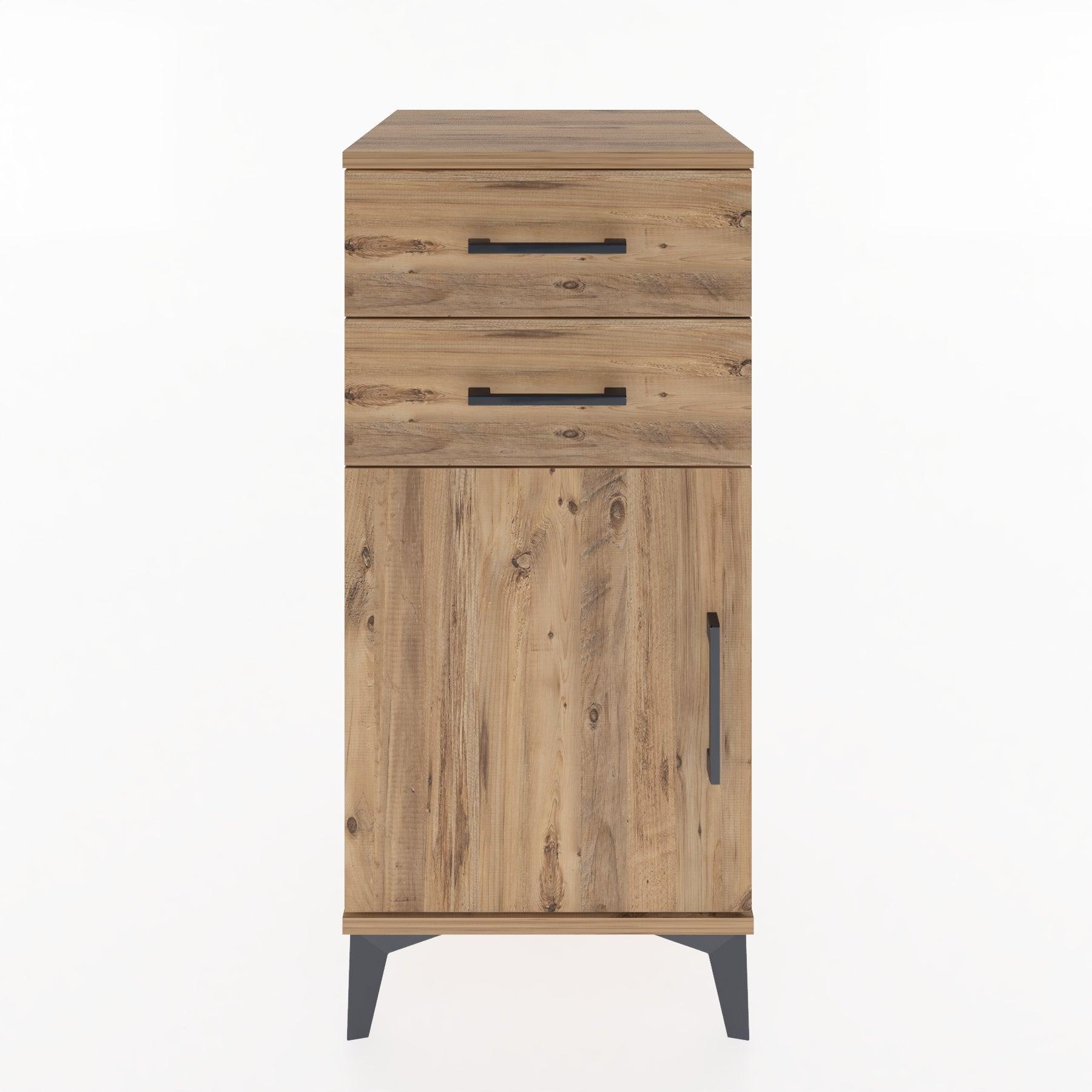 Woodntry Modular Nightstand Pine 44x44x84 cm with Cover and Drawer KC32-3
