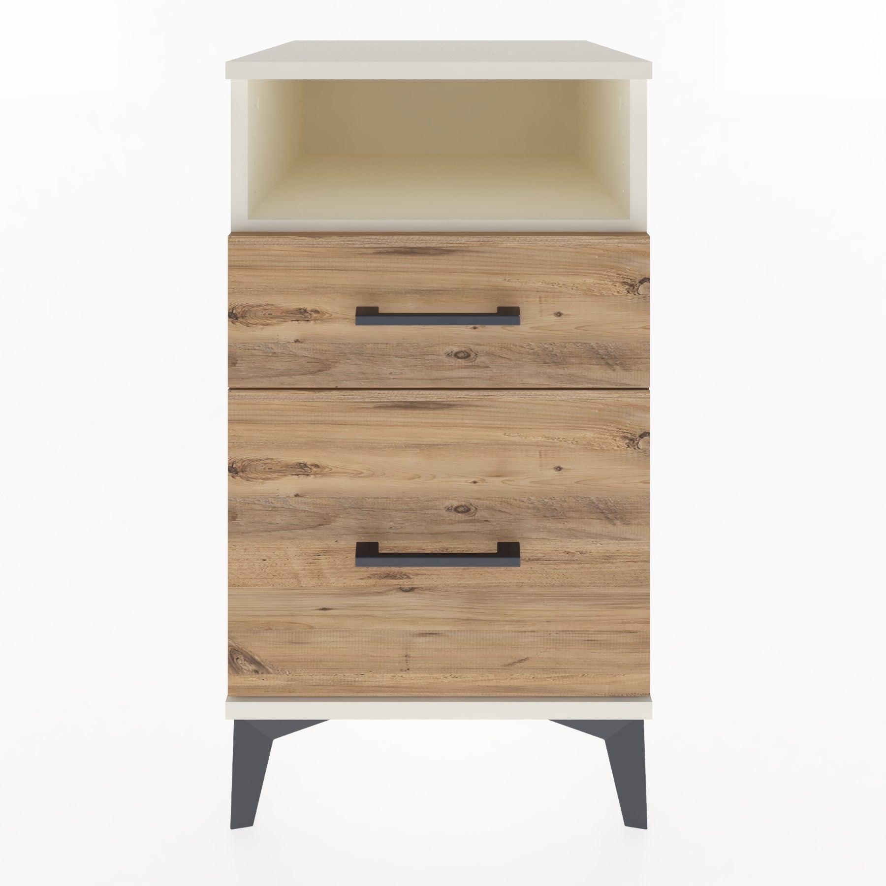 Woodntry Modular Nightstand Moonstone 44x44x68 cm with Drawer and Shelf CR11-1