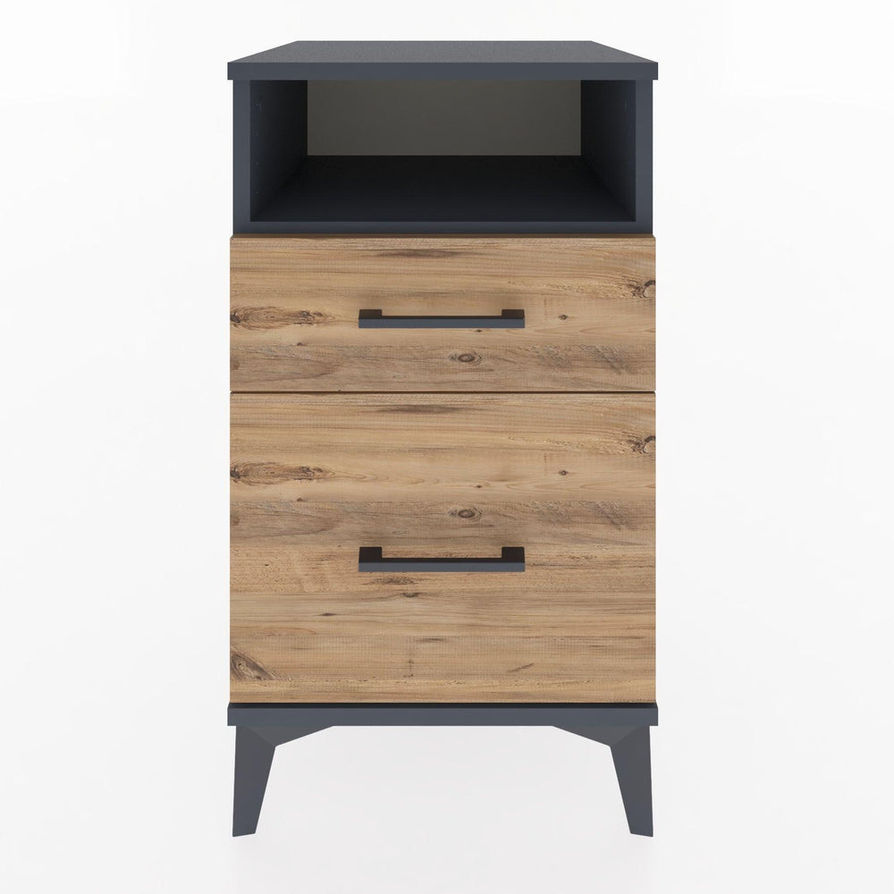 Woodntry Modular Nightstand Anthracite 44x44x68 cm with Drawers and Shelves CR11-2