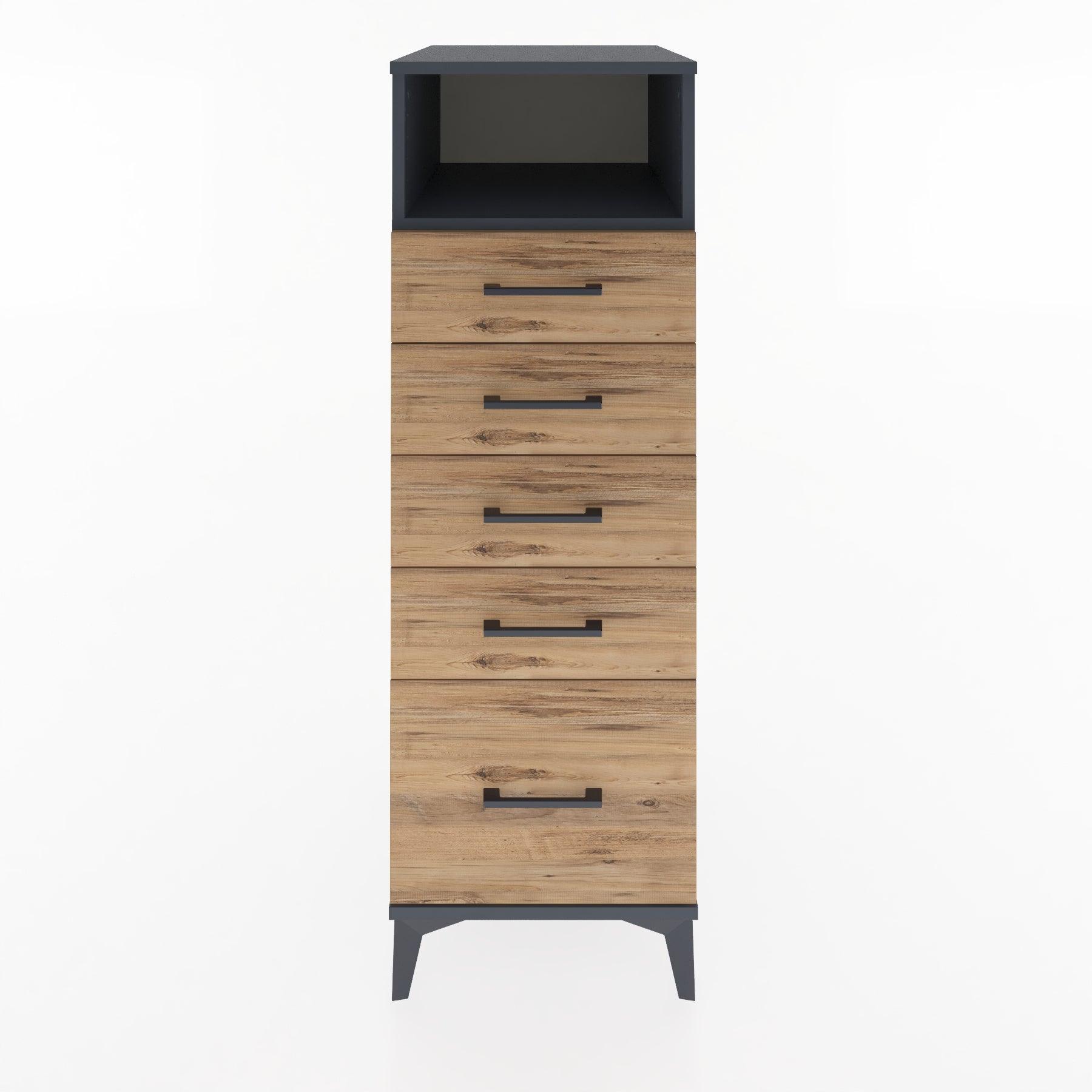 Woodntry Modular Cabinet Anthracite 44x30x122 cm with Drawers and Shelves CR111-2