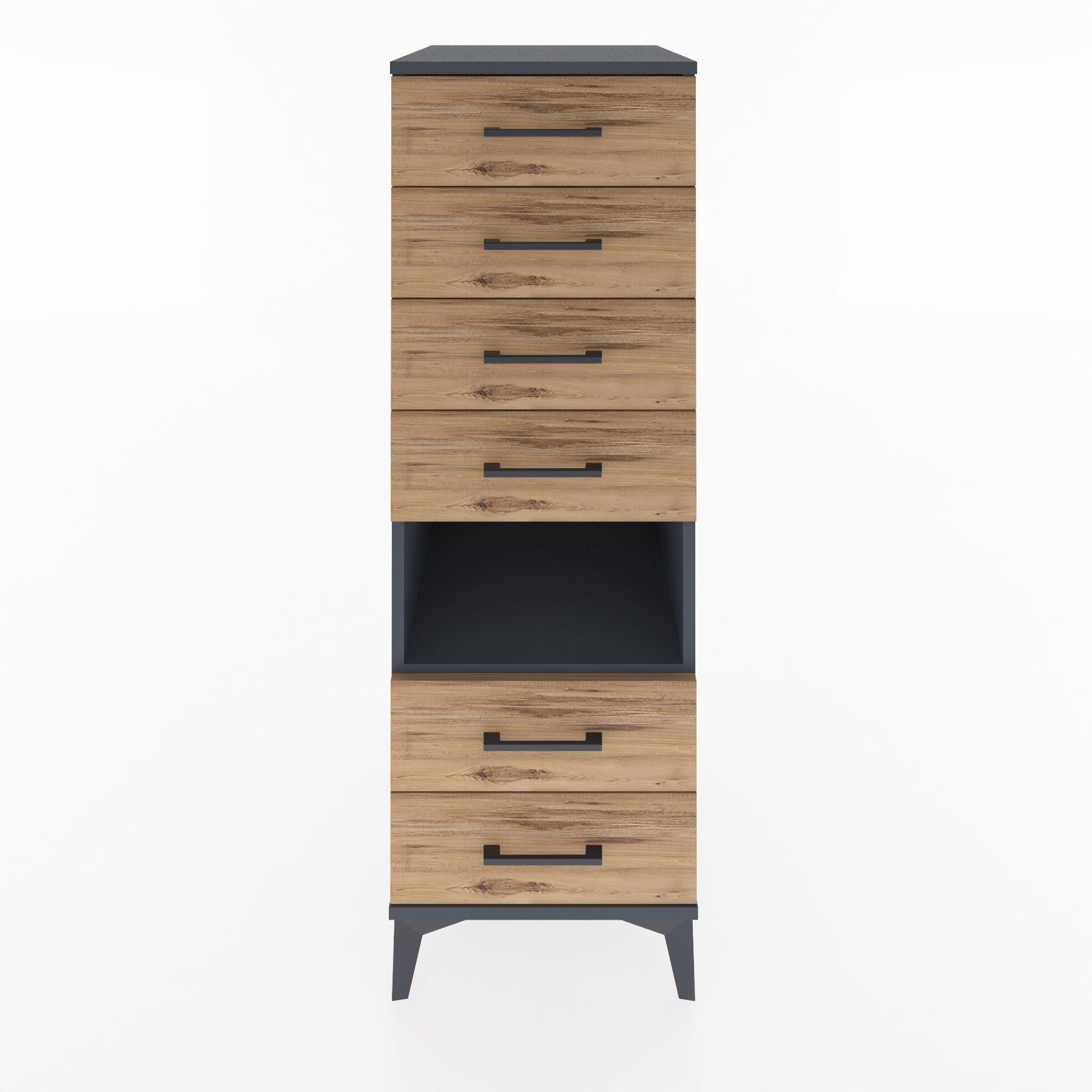 Woodntry Modular Cabinet Anthracite 44x30x122 cm with Drawers and Shelves CR61-2