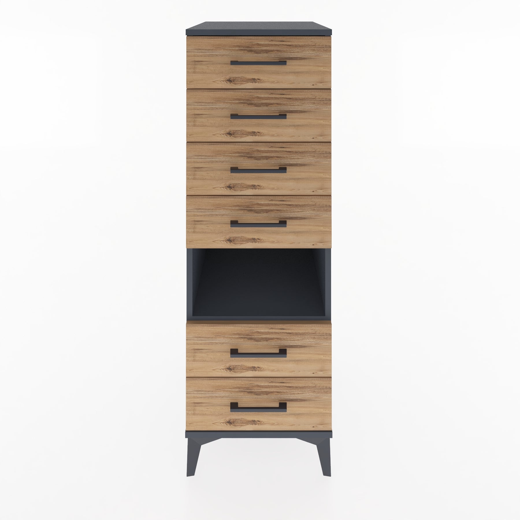 Woodntry Modular Cabinet Anthracite 44x59x122 cm with Drawers and Shelves CR61-2