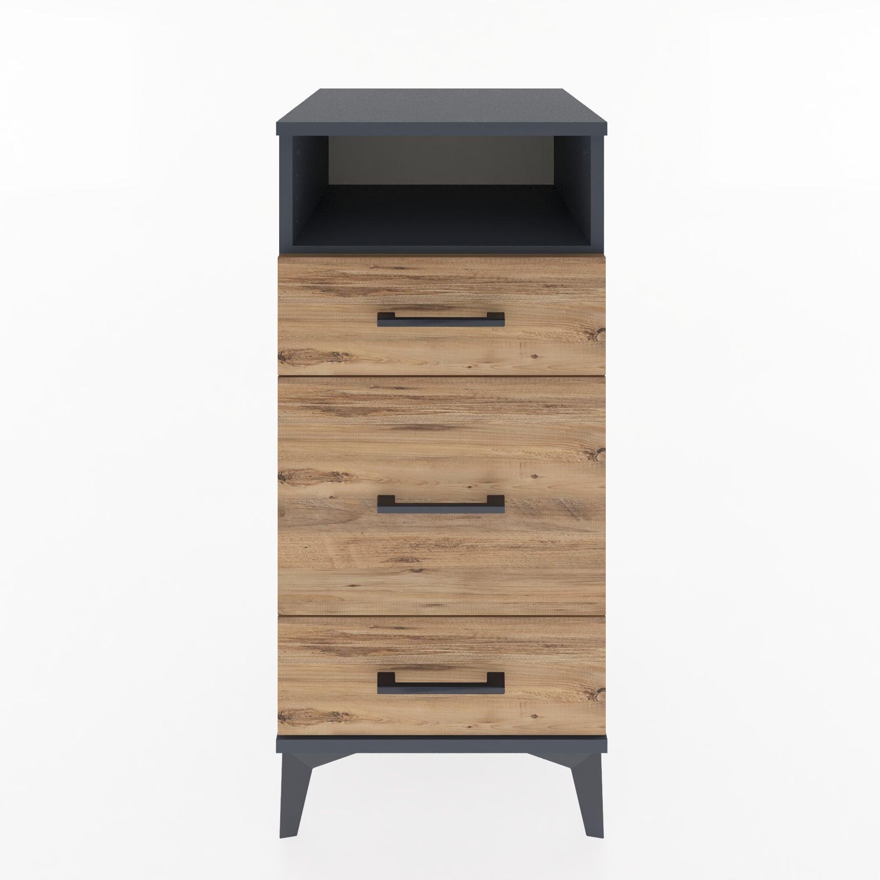 Woodntry Modular Nightstand Anthracite 44x44x84 cm with Drawers and Shelves CR11-2
