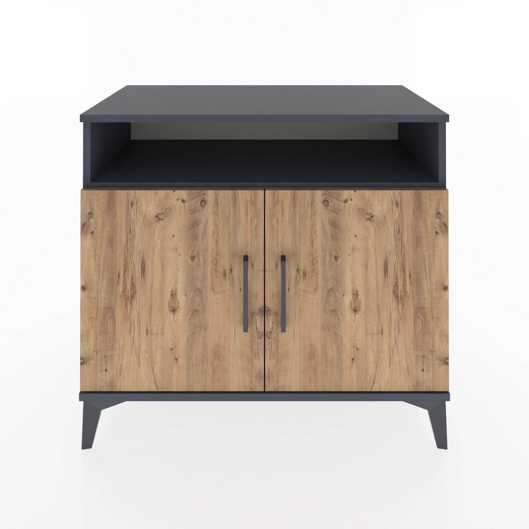 Woodntry Modüler Şifonyer Antrasit 88x44x68 cm Kapaklı ve Raflı KR11-2