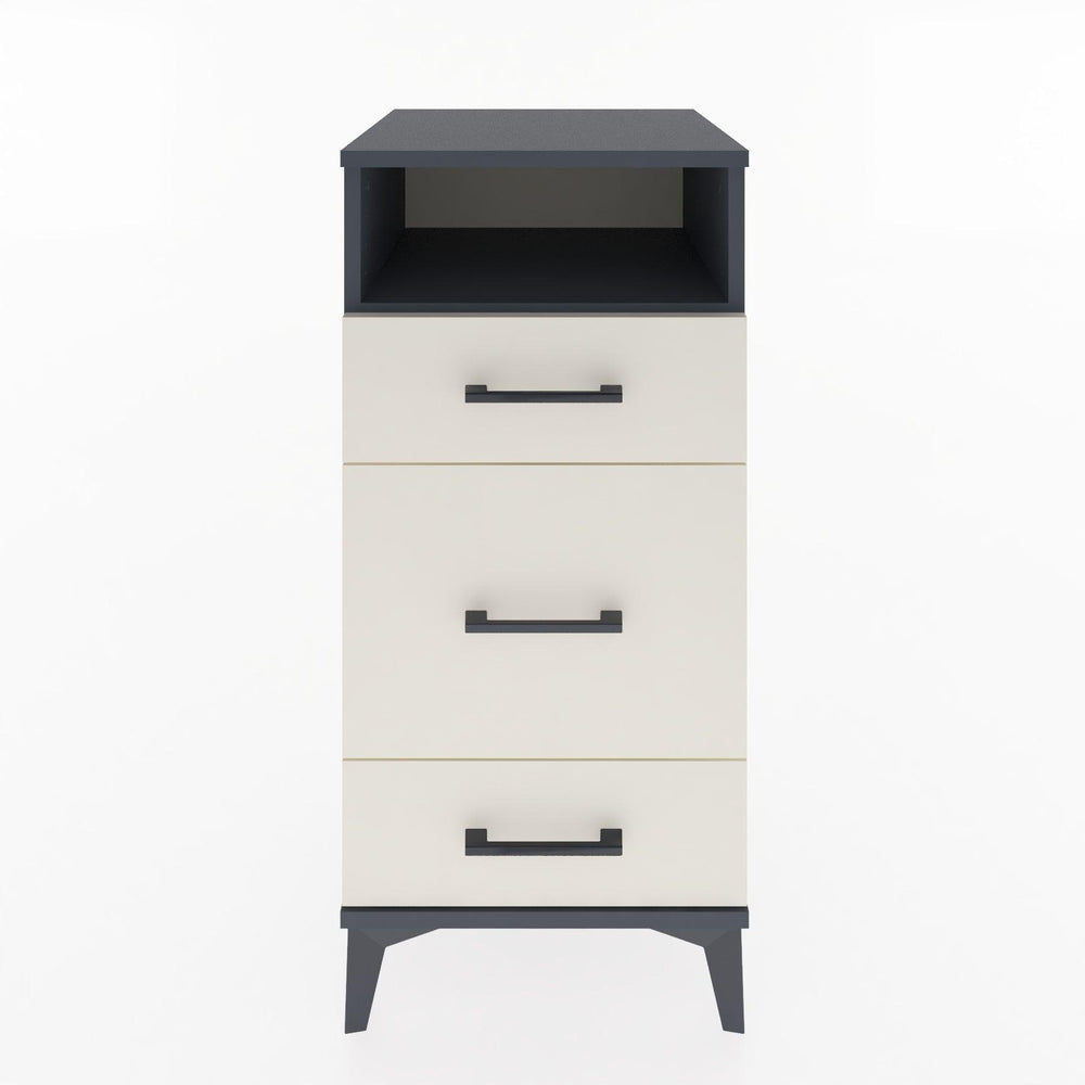 Woodntry Modüler Komodin Antrasit 44x44x84 cm Çekmeceli ve Raflı CR11-2