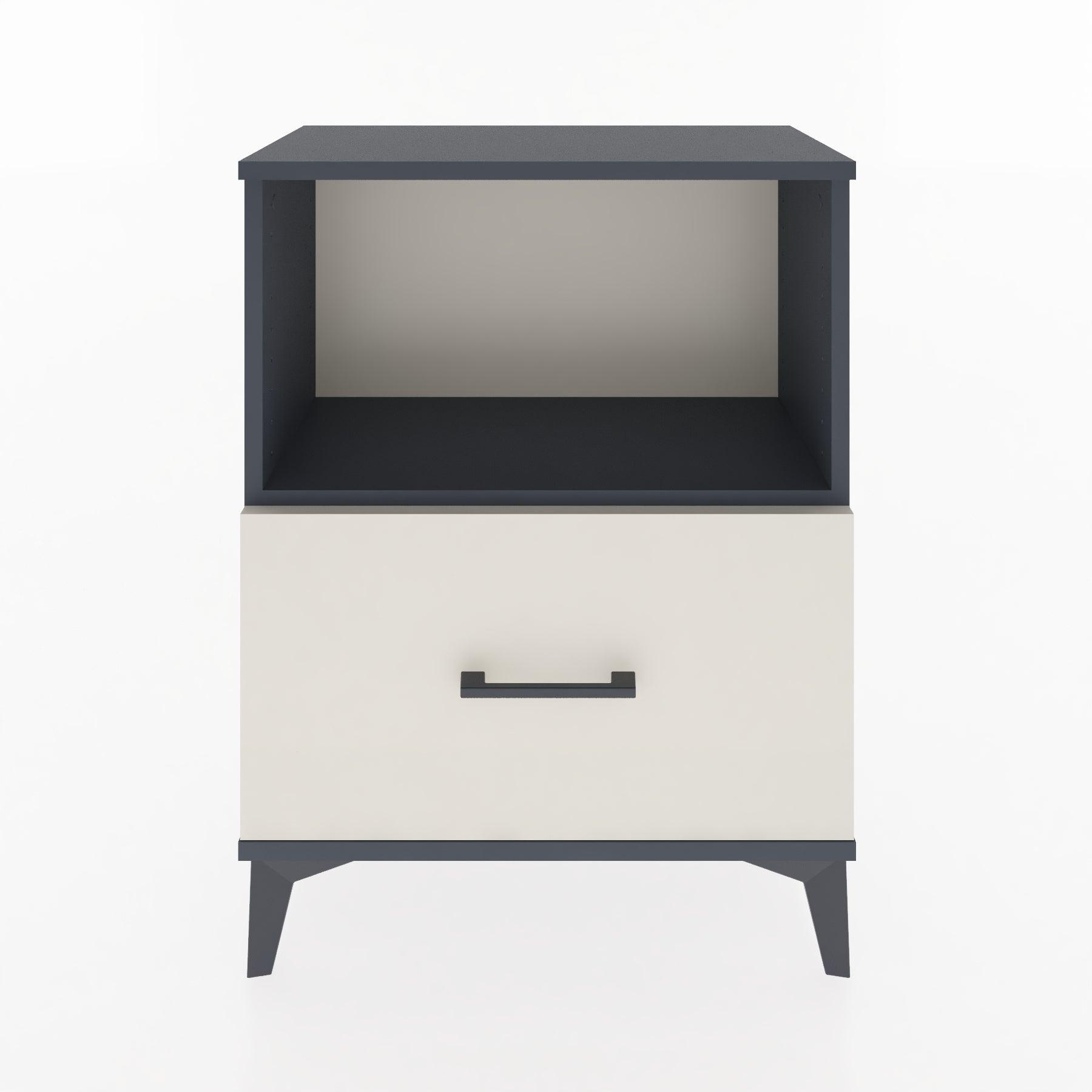 Woodntry Modular Nightstand Anthracite 60x30x68 cm with Drawer and Shelf CR11-2