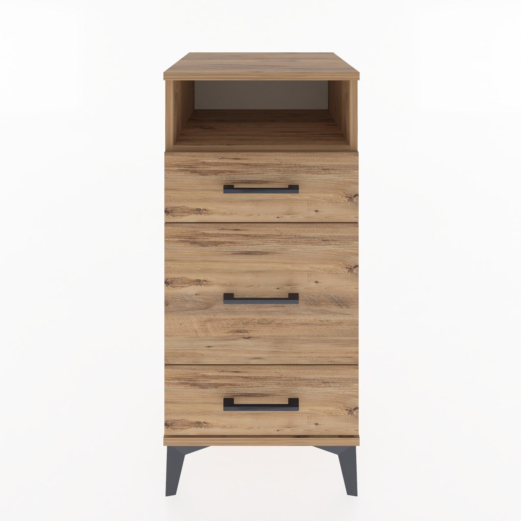 Woodntry Modular Nightstand Pine 44x44x84 cm with Drawers and Shelves CR11-3