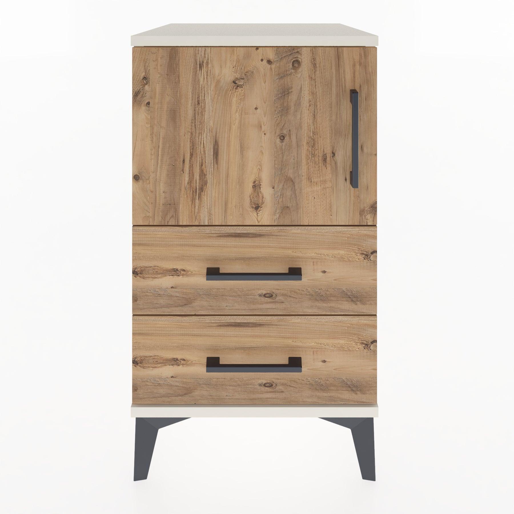 Woodntry Modular Nightstand Moonstone 44x44x68 cm with Cover and Drawer KC12-1