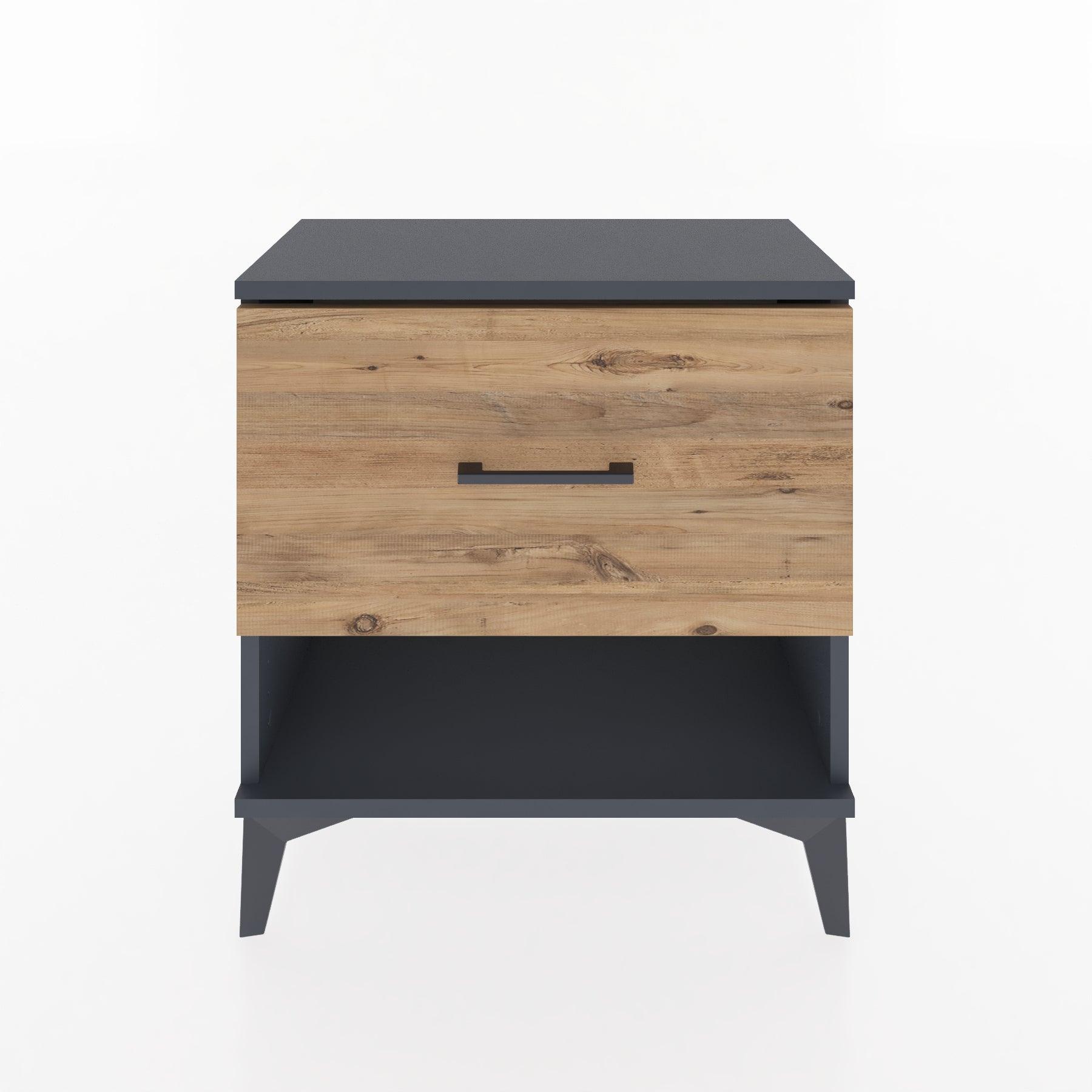 Woodntry Modular Nightstand Anthracite 60x30x52 cm with Drawers and Shelves CR12-2