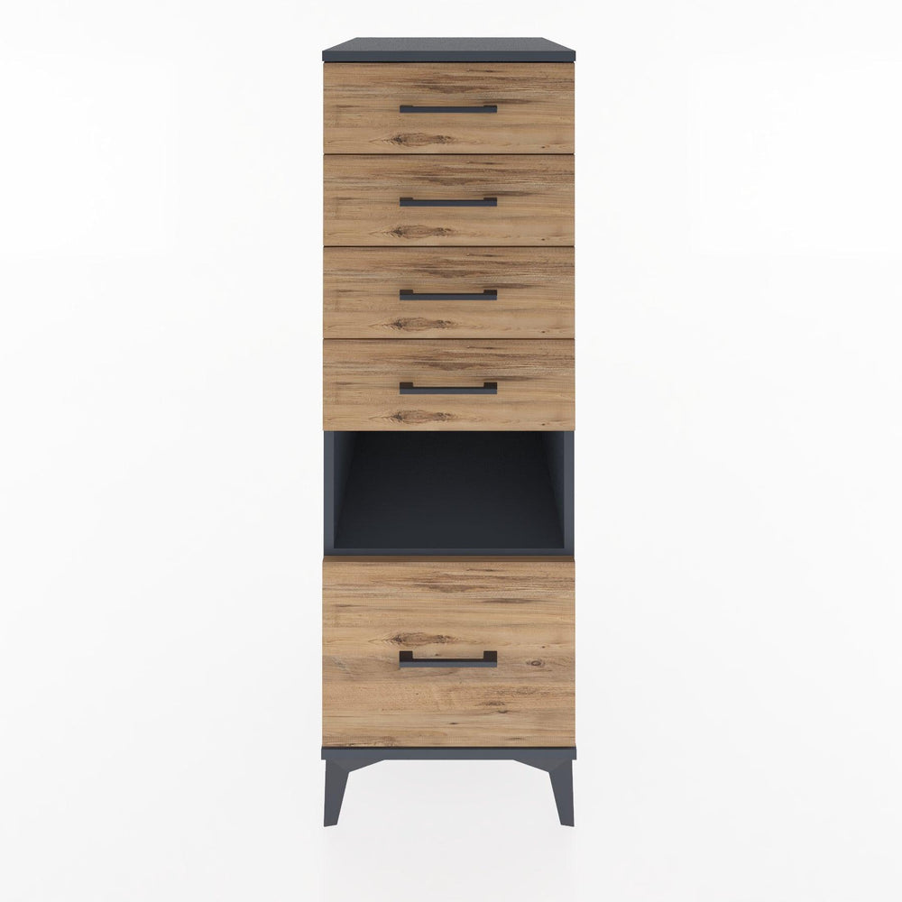 Woodntry Modular Cabinet Anthracite 44x59x122 cm with Drawers and Shelves CR12-2