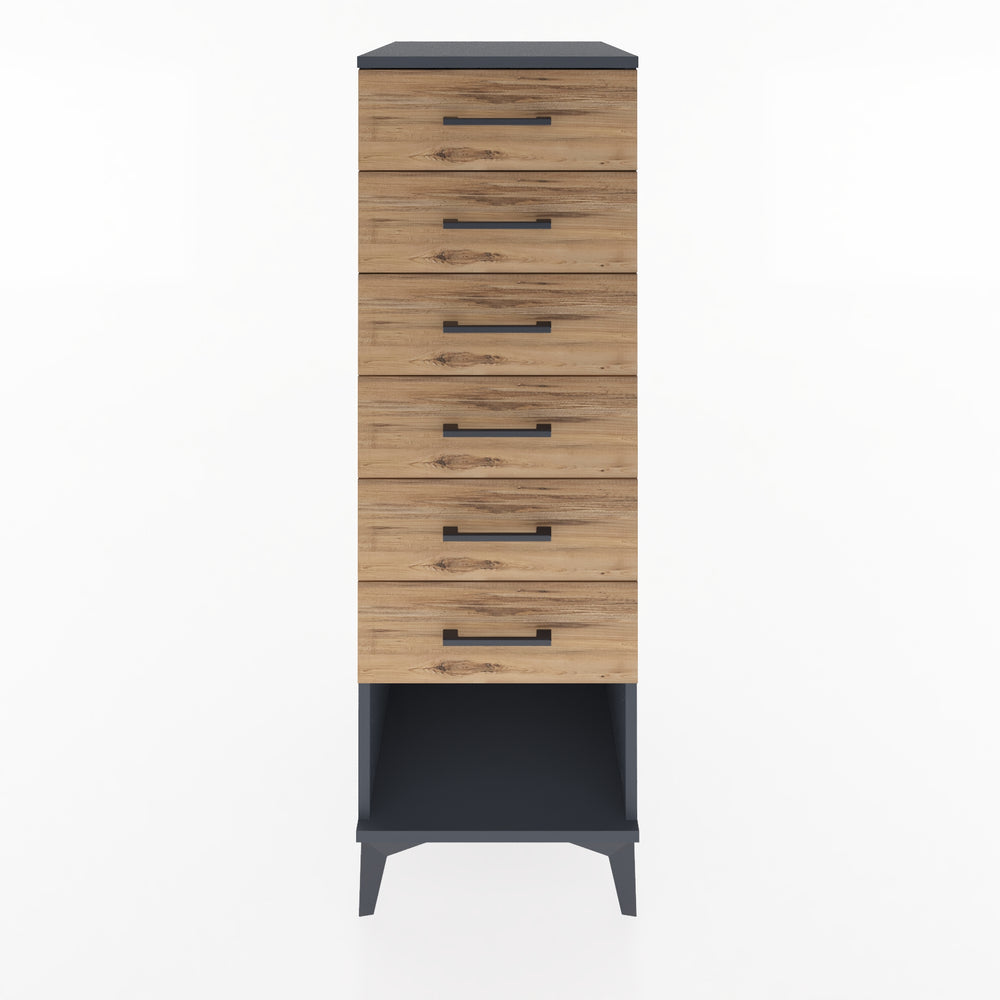 Woodntry Modüler Dolap Antrasit 44x59x122 cm Çekmeceli ve Raflı CR62-2