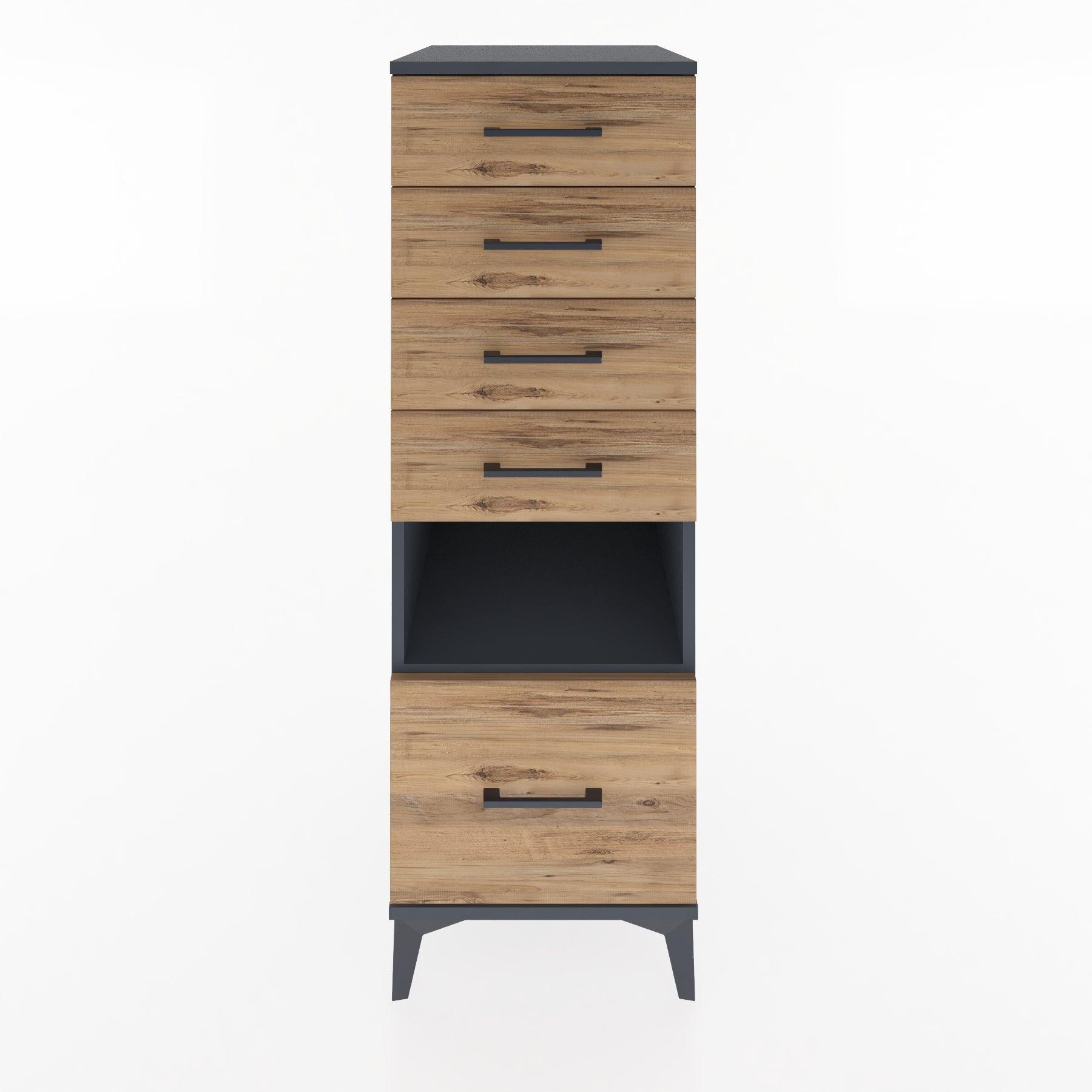 Woodntry Modular Cabinet Anthracite 44x30x122 cm with Drawers and Shelves CR12-2