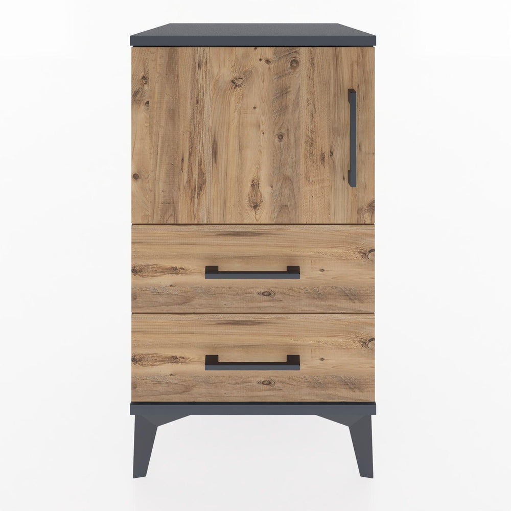 Woodntry Modular Nightstand Anthracite 44x44x68 cm with Cover and Drawer KC12-2