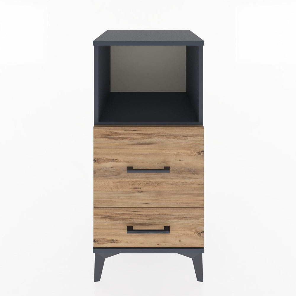 Woodntry Modular Nightstand Anthracite 44x44x84 cm with Drawers and Shelves CR12-2