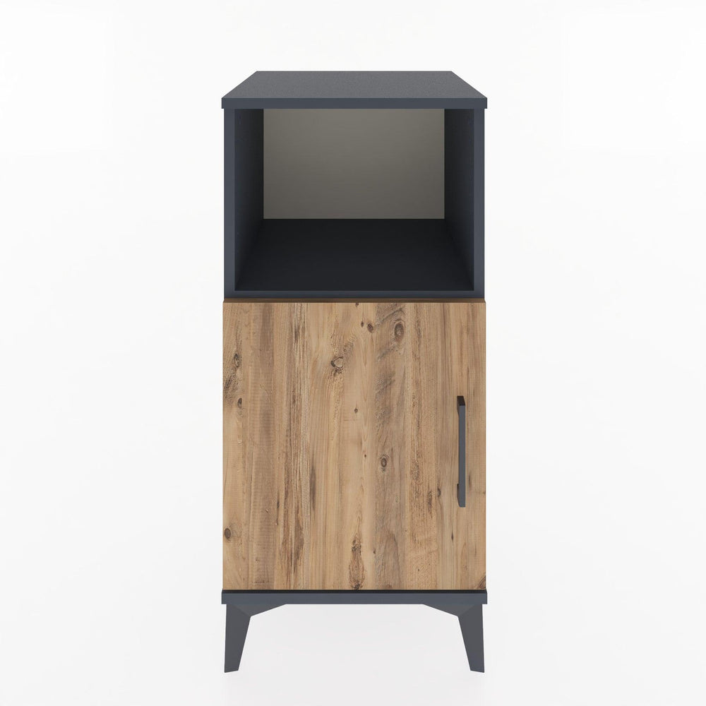 Woodntry Modular Nightstand Anthracite 44x44x84 cm with Cover and Shelf KR34-2