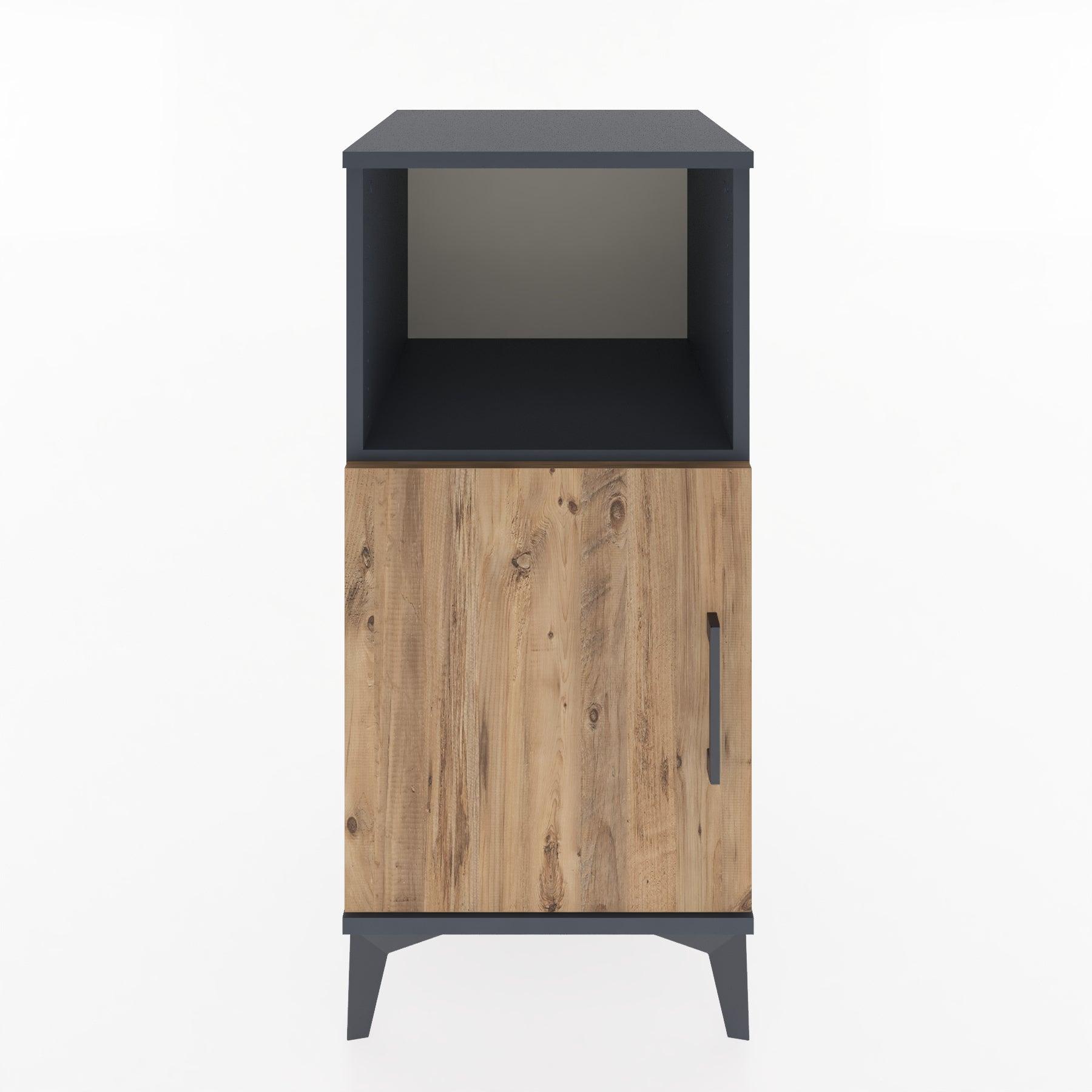 Woodntry Modular Nightstand Anthracite 44x44x84 cm with Cover and Shelf KR34-2