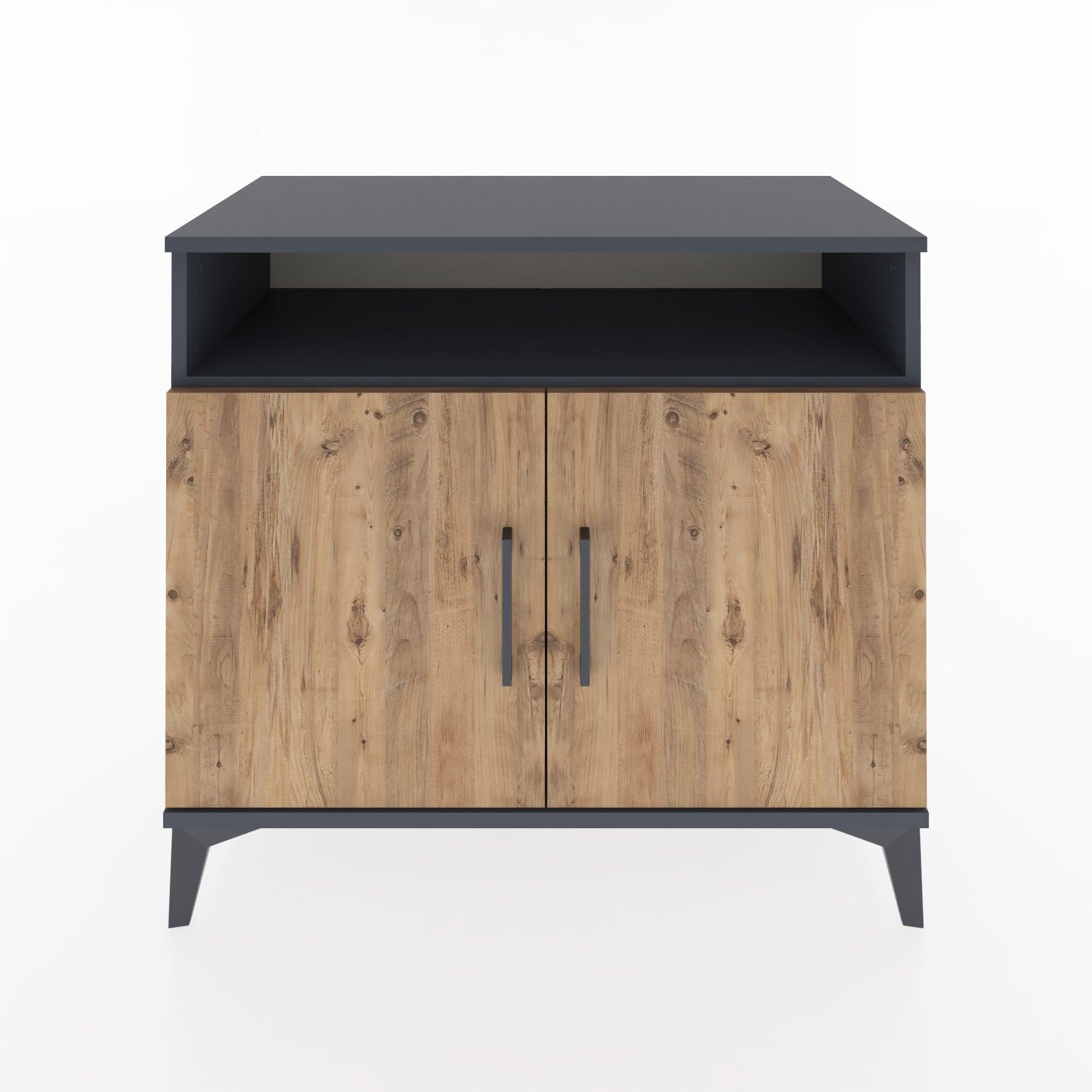 Woodntry Modüler Şifonyer Antrasit 88x44x68 cm Kapaklı ve Raflı KR12-2