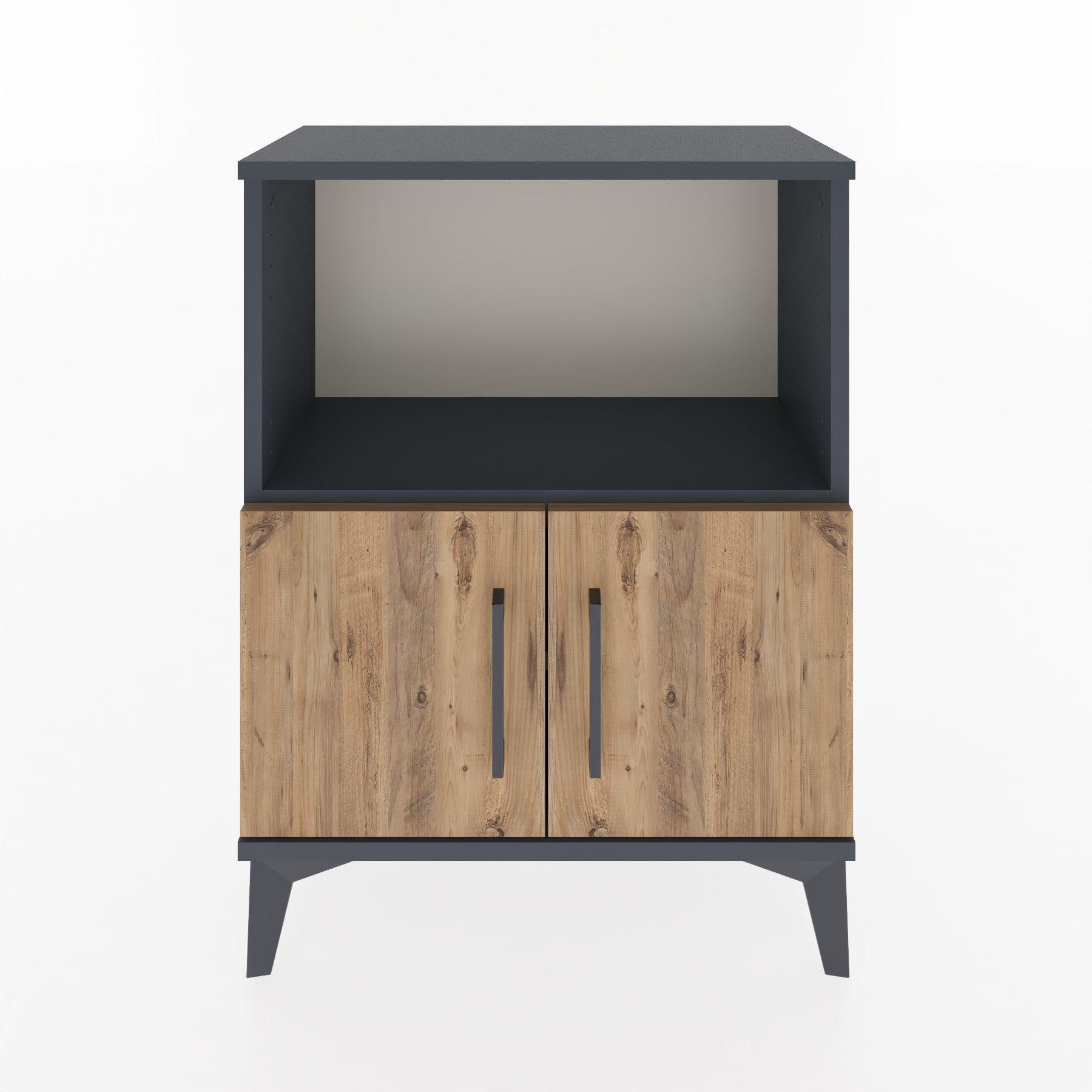 Woodntry Modular Nightstand Anthracite 60x30x68 cm with Cover and Shelf KR12-2