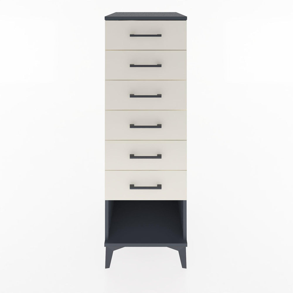 Woodntry Modüler Dolap Antrasit 44x30x122 cm Kapaklı ve Çekmeceli KC62-2