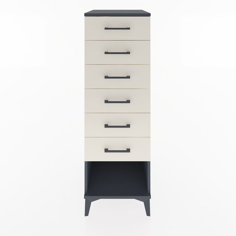 Woodntry Modüler Dolap Antrasit 44x59x122 cm Çekmeceli ve Raflı CR62-2