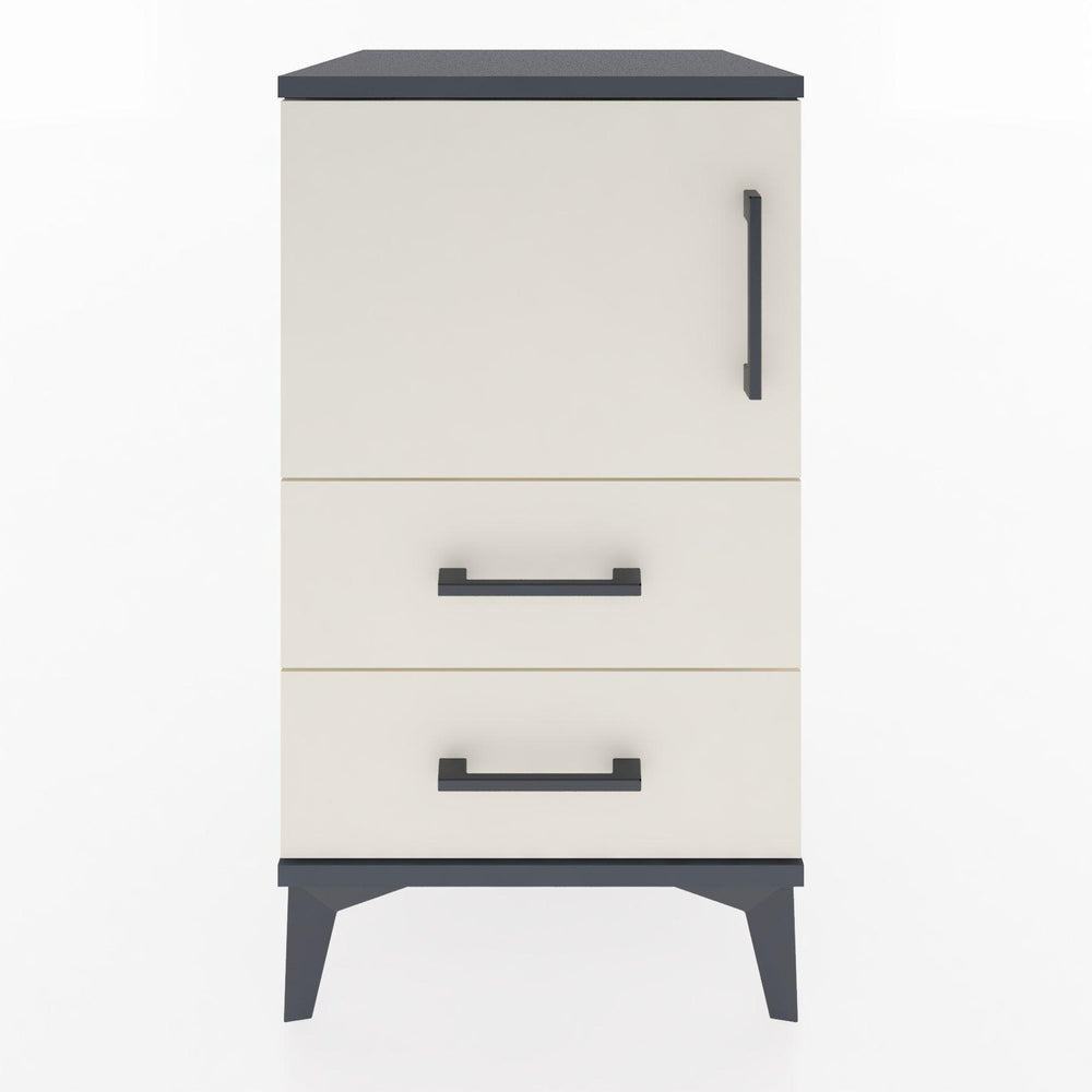 Woodntry Modular Nightstand Anthracite 44x44x68 cm with Cover and Drawer KC12-2