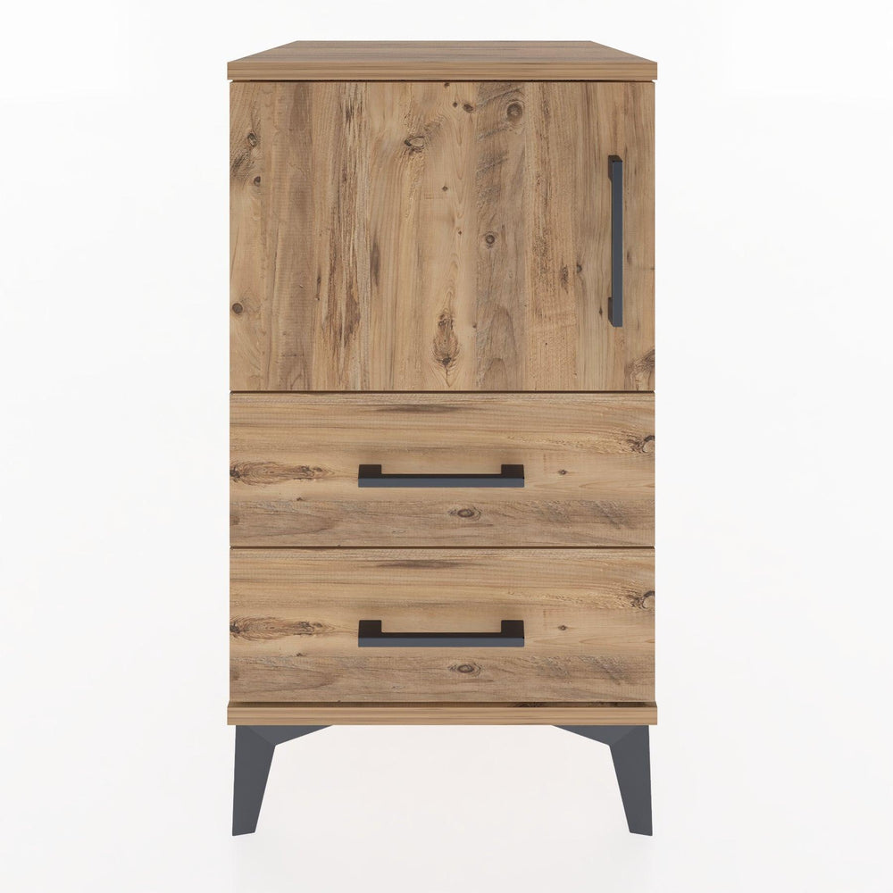Woodntry Modular Nightstand Pine 44x44x68 cm with Cover and Drawer KC12-3