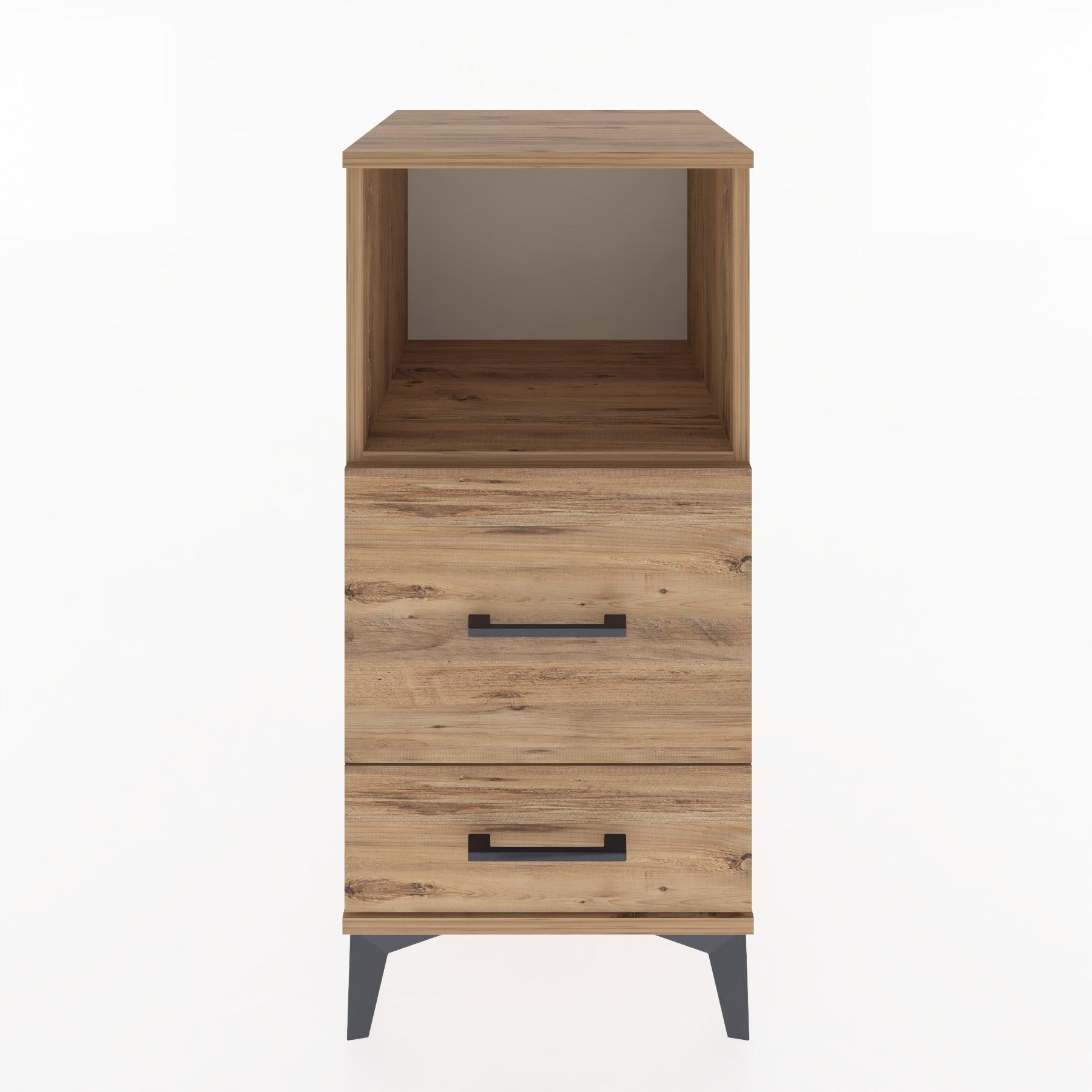 Woodntry Modular Nightstand Pine 44x44x84 cm with Drawers and Shelves CR12-3