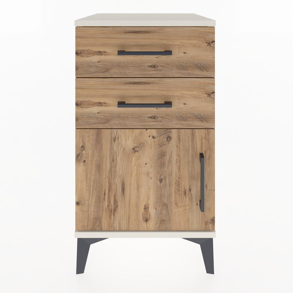 Woodntry Modular Nightstand Moonstone 44x44x68 cm with Cover and Drawer KC13-1