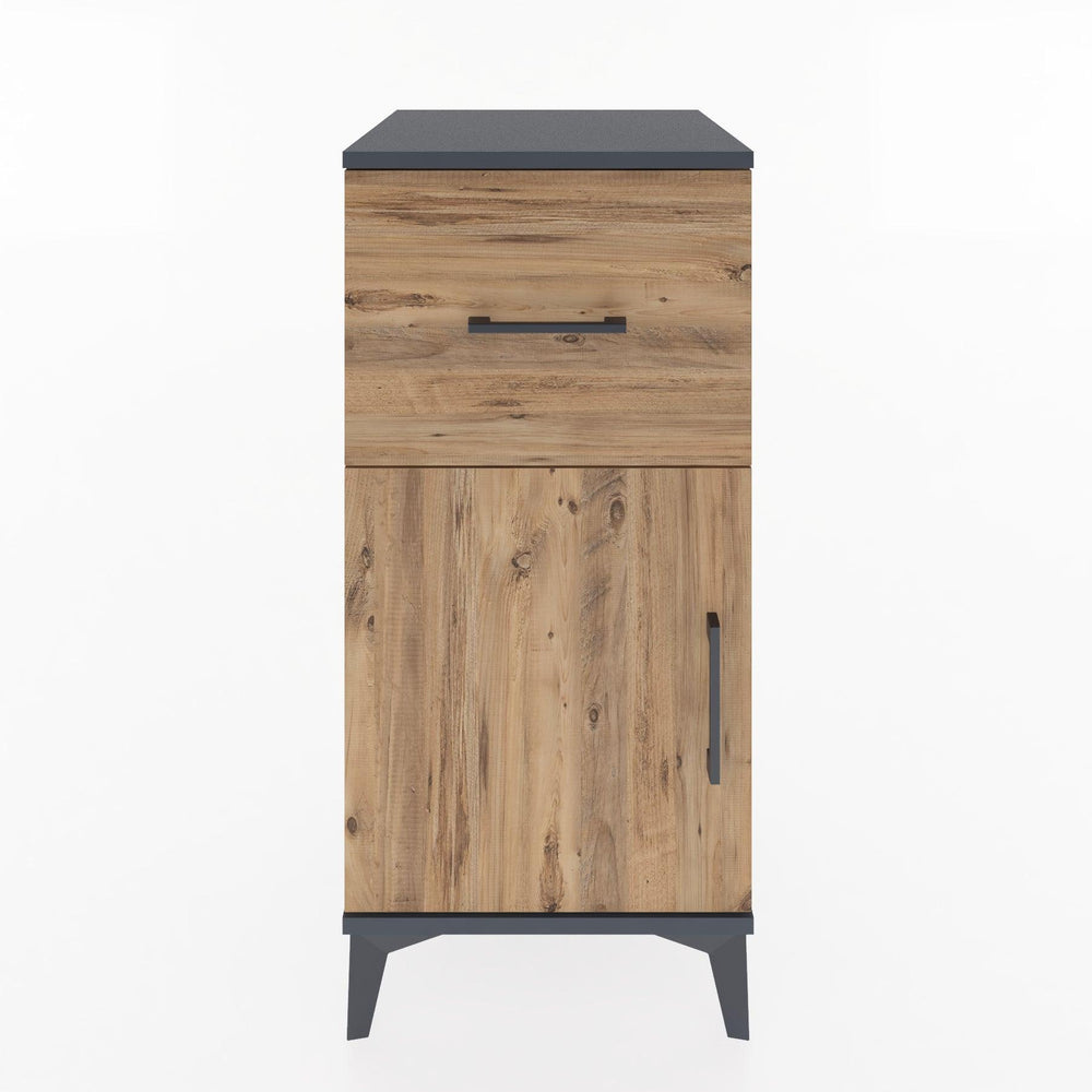 Woodntry Modular Nightstand Anthracite 44x44x84 cm with Cover and Drawer KC35-2