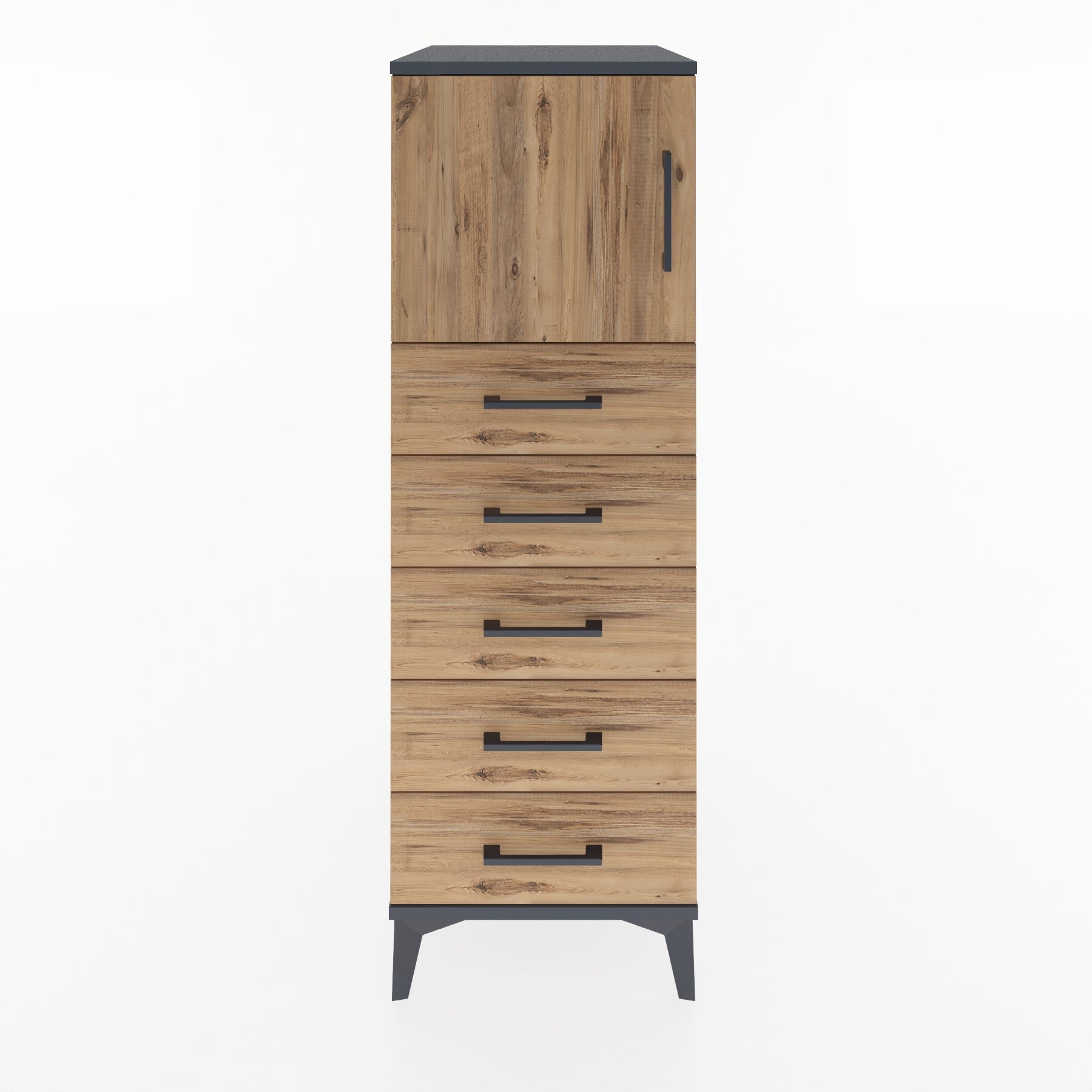 Woodntry Modular Cabinet Anthracite 44x59x122 cm with Doors and Drawers KC63-2