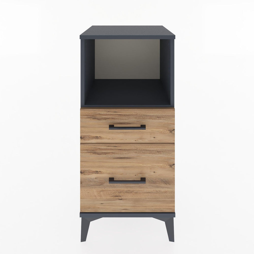 Woodntry Modular Nightstand Anthracite 44x44x84 cm with Drawers and Shelves CR13-2
