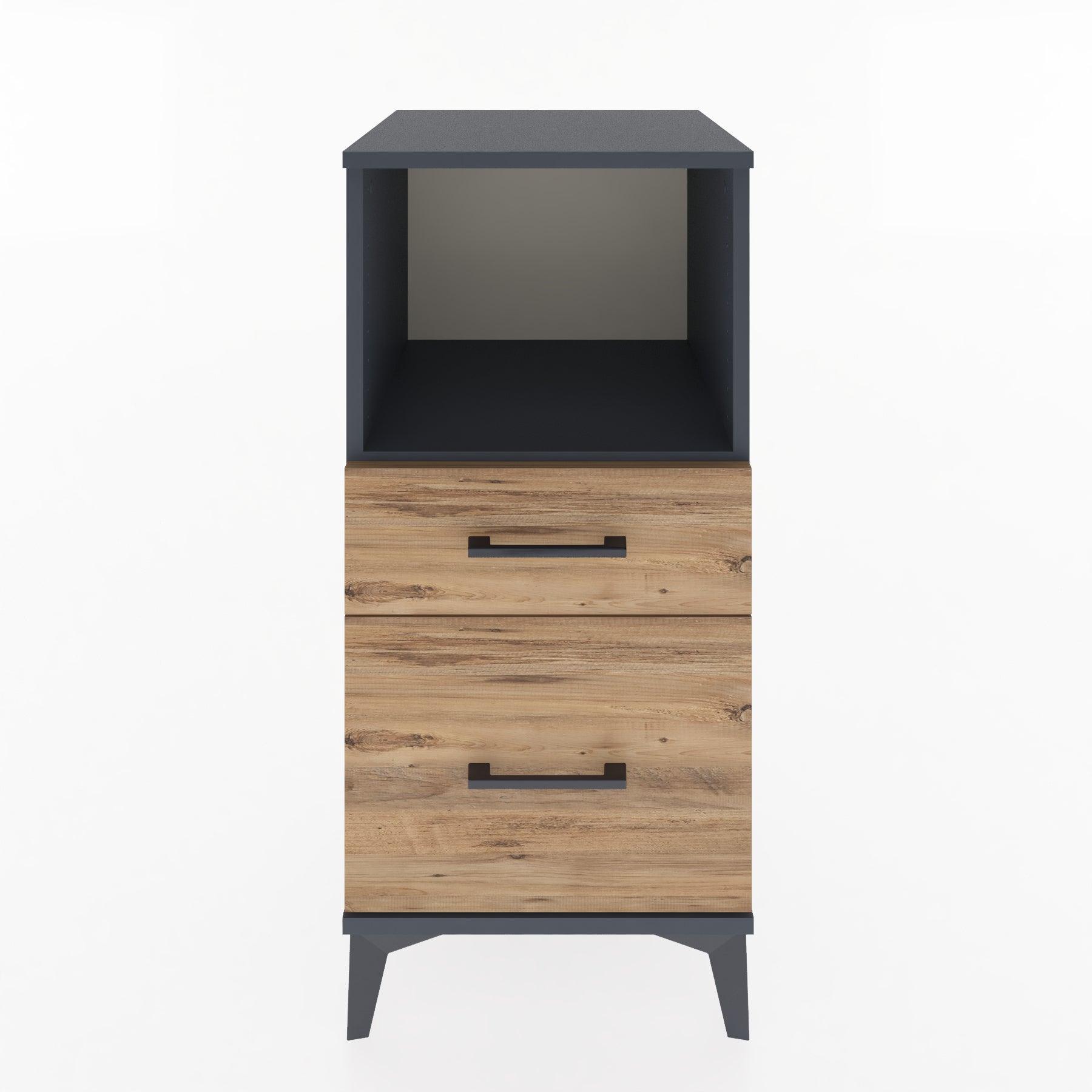 Woodntry Modular Nightstand Anthracite 44x44x84 cm with Drawers and Shelves CR13-2