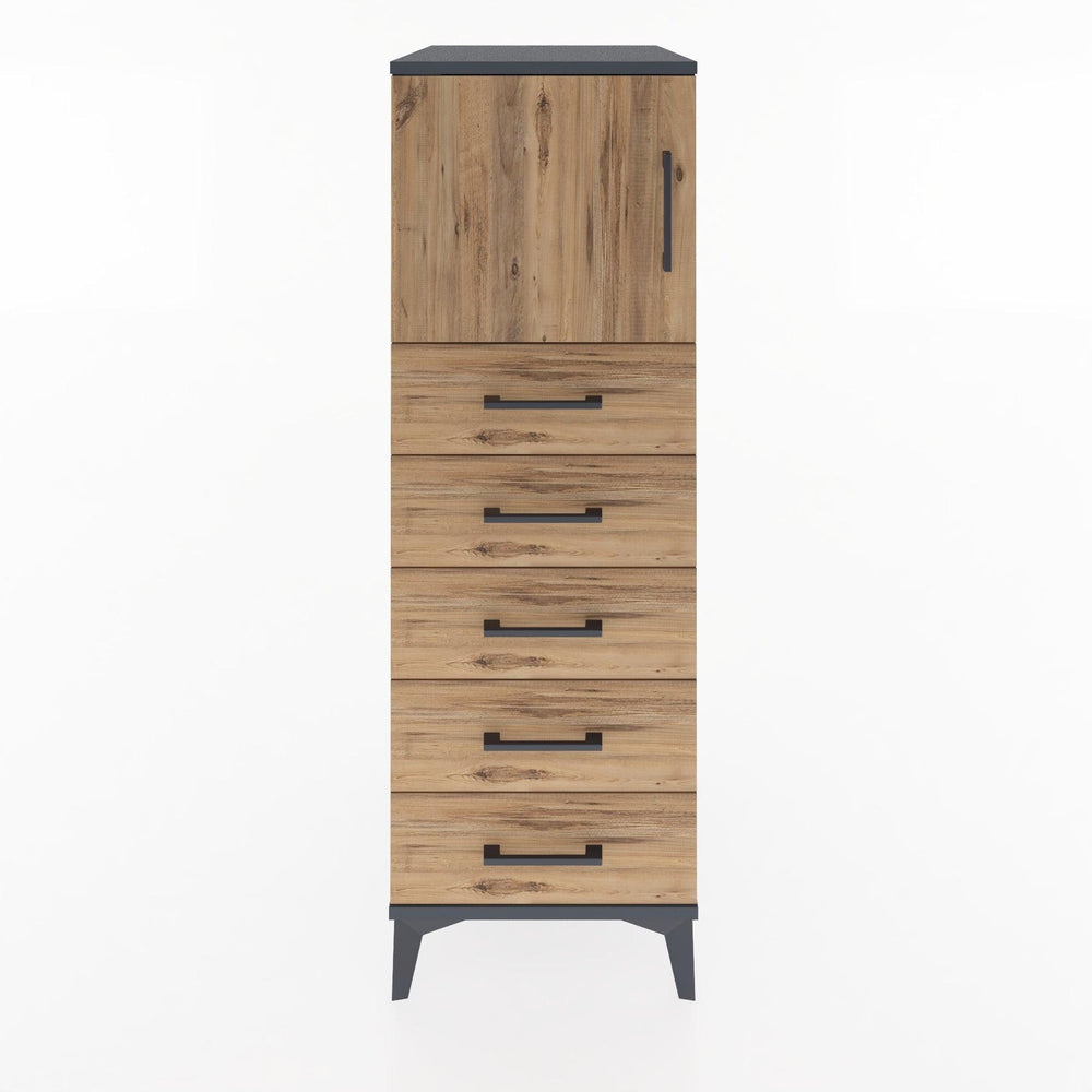 Woodntry Modular Cabinet Anthracite 44x30x122 cm with Doors and Drawers KC63-2