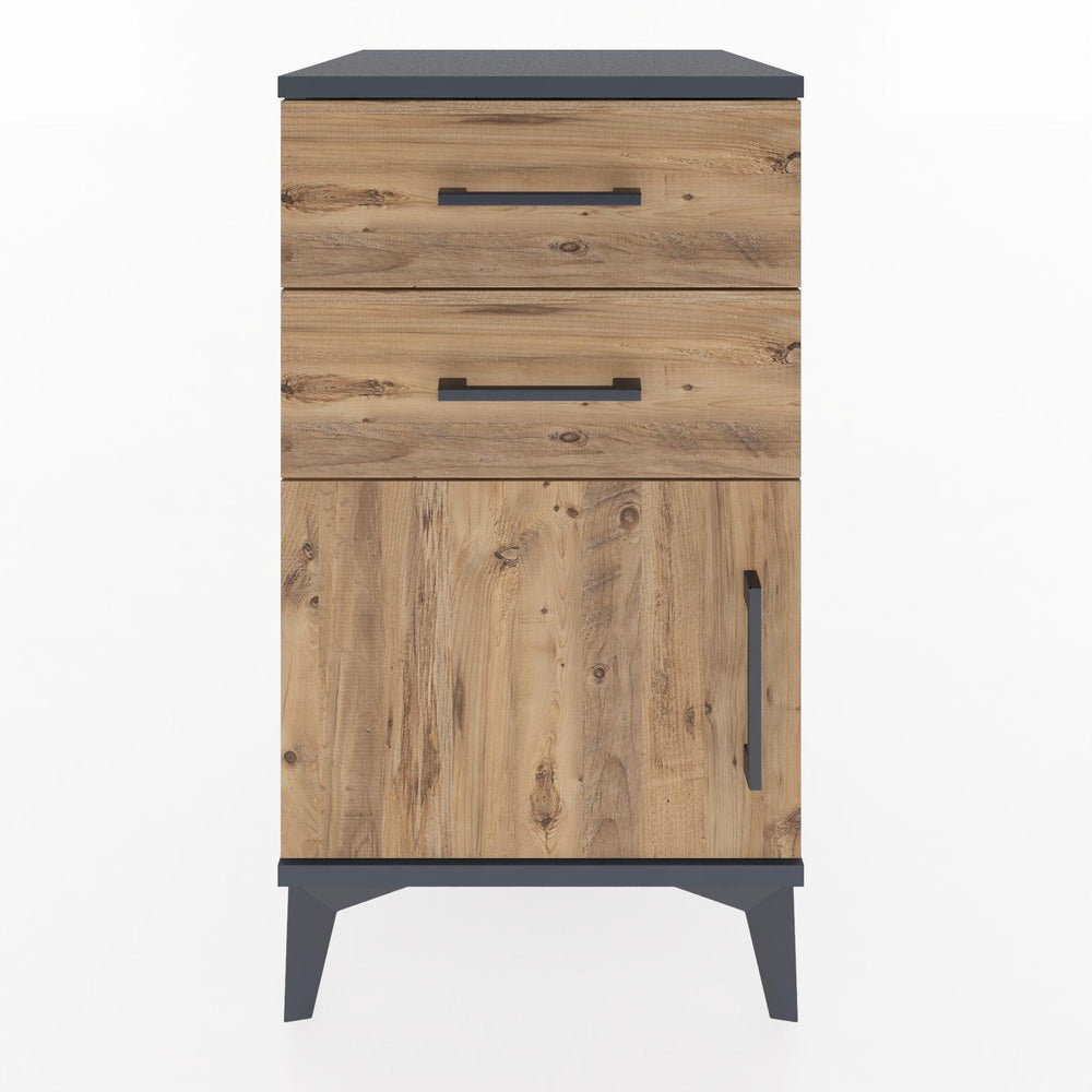 Woodntry Modular Nightstand Anthracite 44x44x68 cm with Cover and Drawer KC13-2