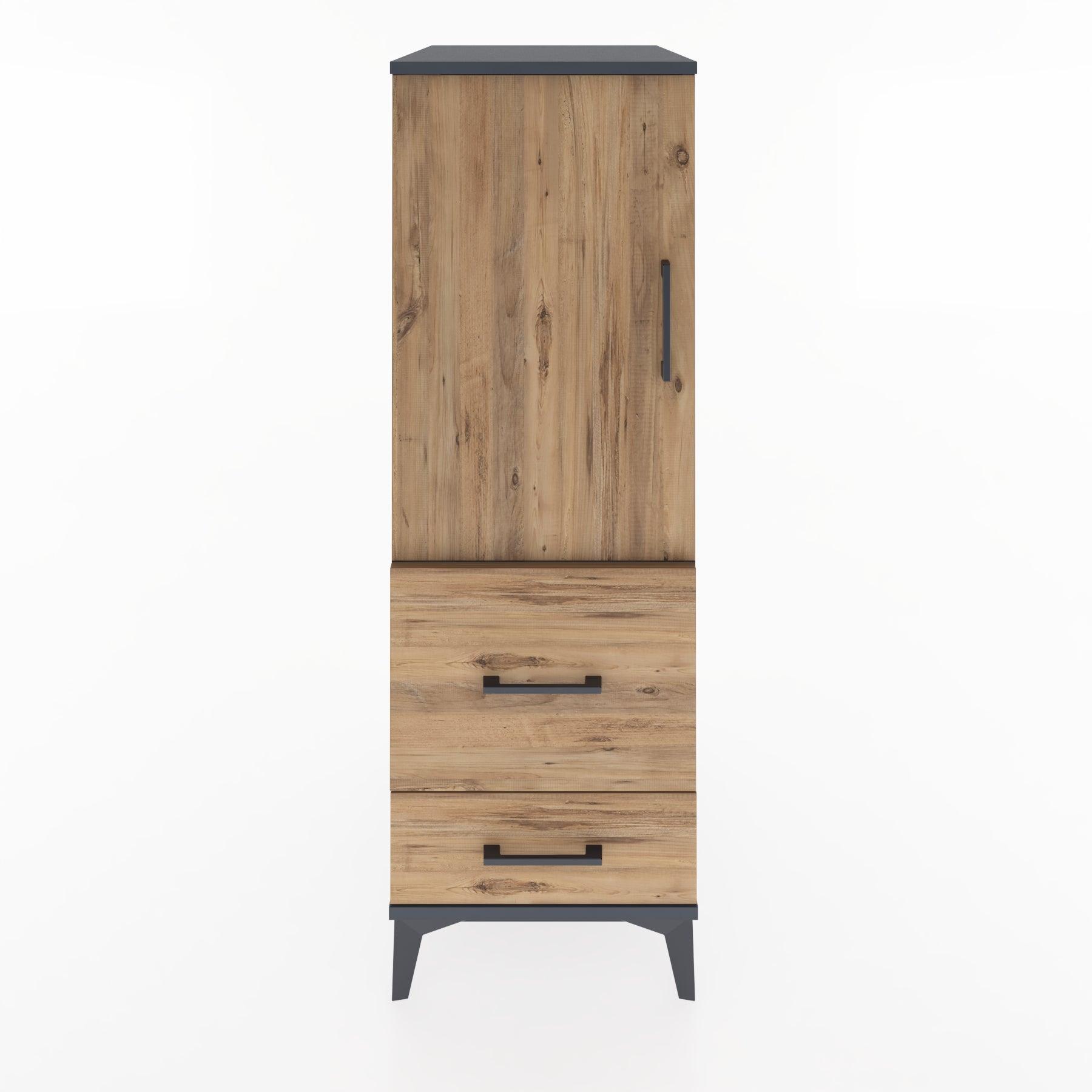 Woodntry Modular Cabinet Anthracite 44x30x122 cm with Doors and Drawers KC13-2