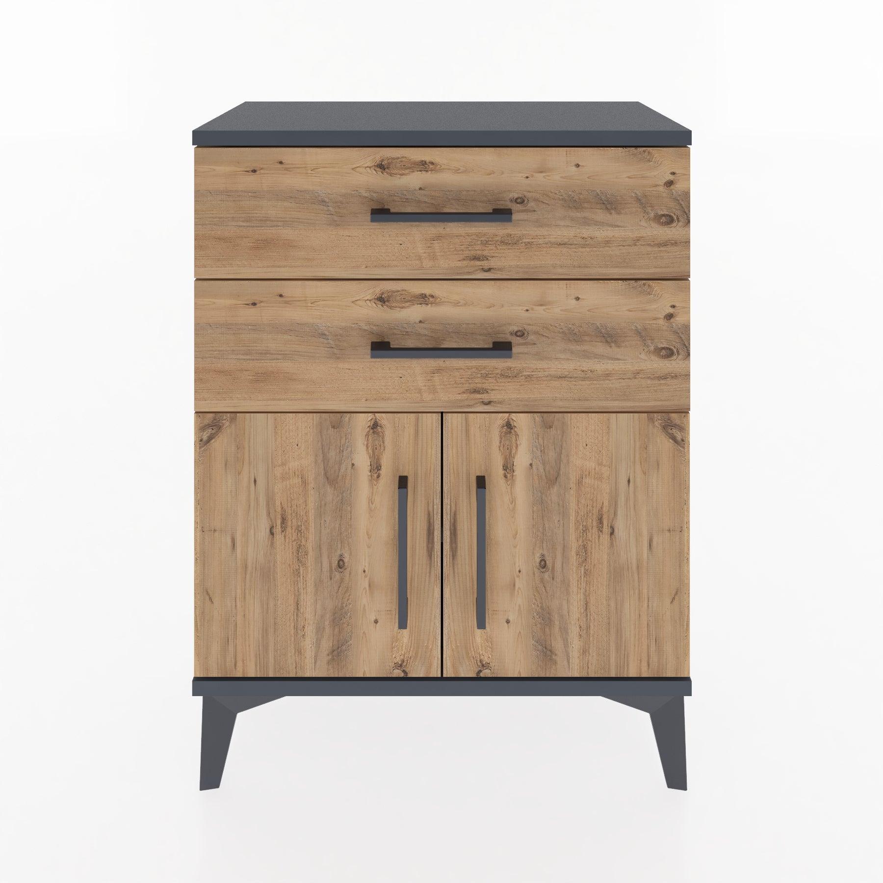 Woodntry Modular Nightstand Anthracite 60x30x68 cm with Cover and Drawer KC13-2