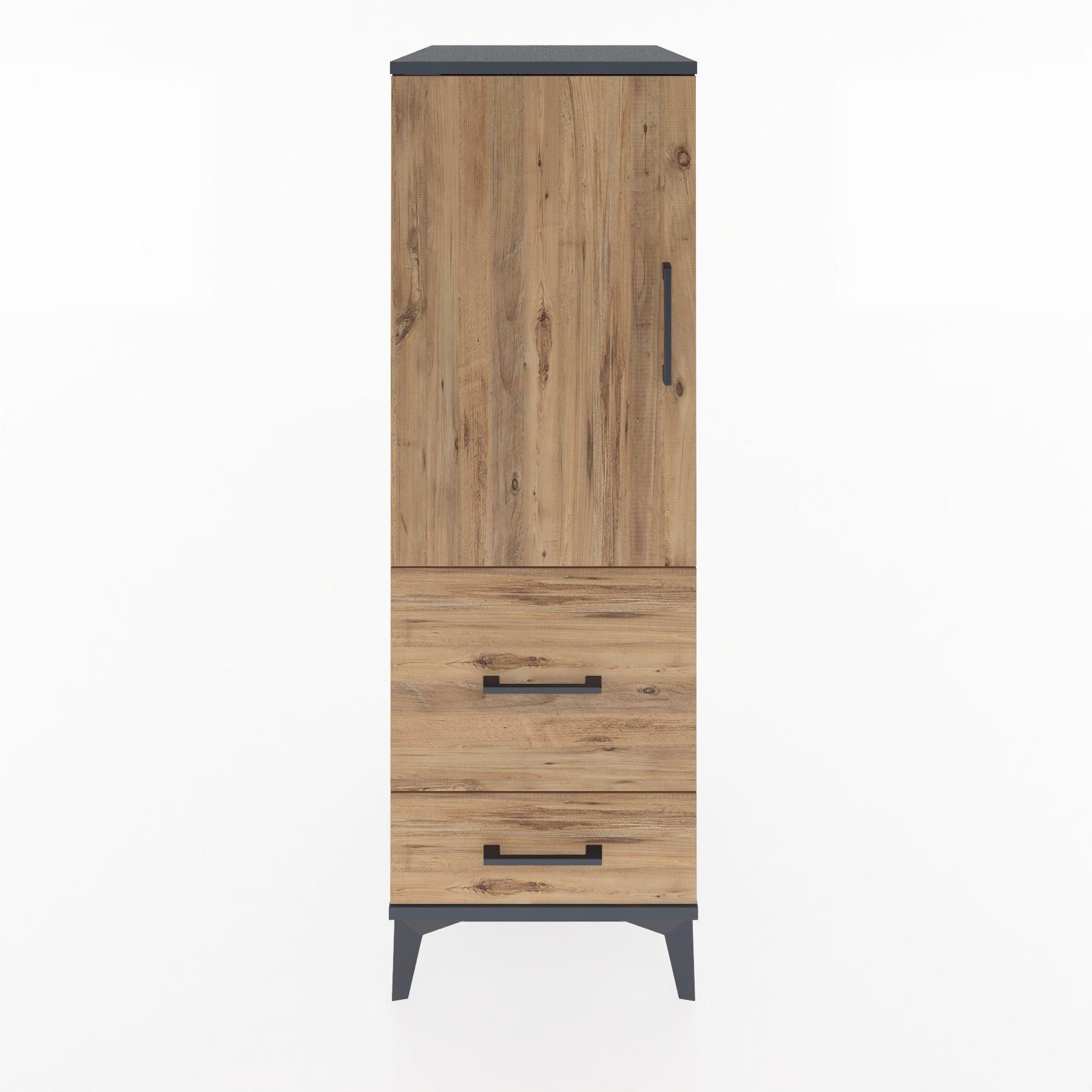 Woodntry Modular Cabinet Anthracite 44x59x122 cm with Doors and Drawers KC113-2