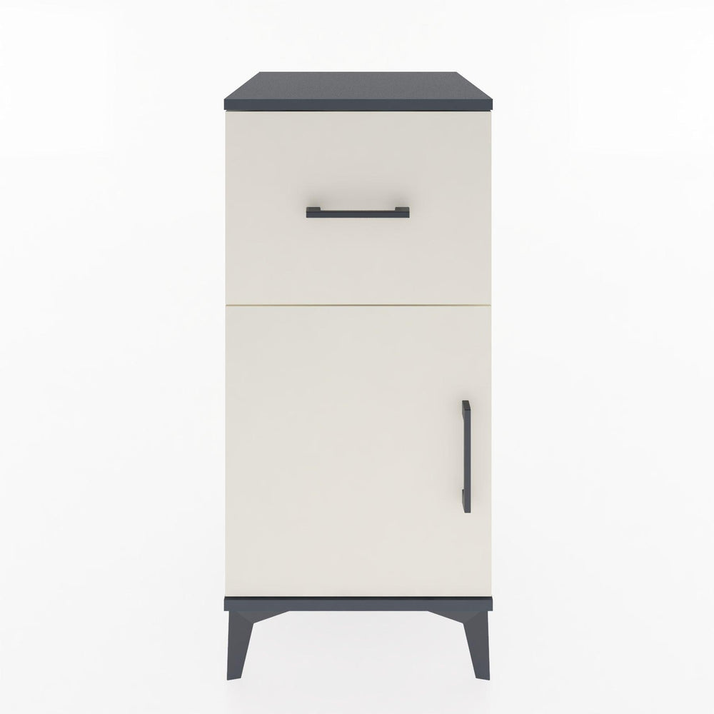 Woodntry Modular Nightstand Anthracite 44x44x84 cm with Cover and Drawer KC35-2