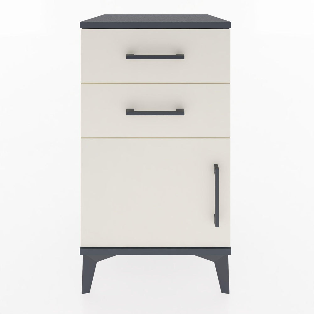 Woodntry Modular Nightstand Anthracite 44x44x68 cm with Cover and Drawer KC13-2