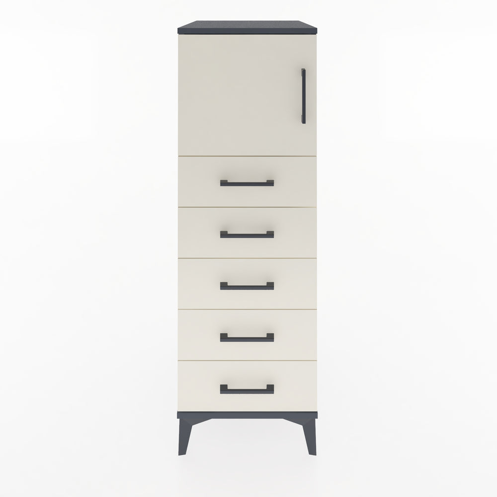 Woodntry Modüler Dolap Antrasit 44x59x122 cm Kapaklı ve Çekmeceli KC63-2