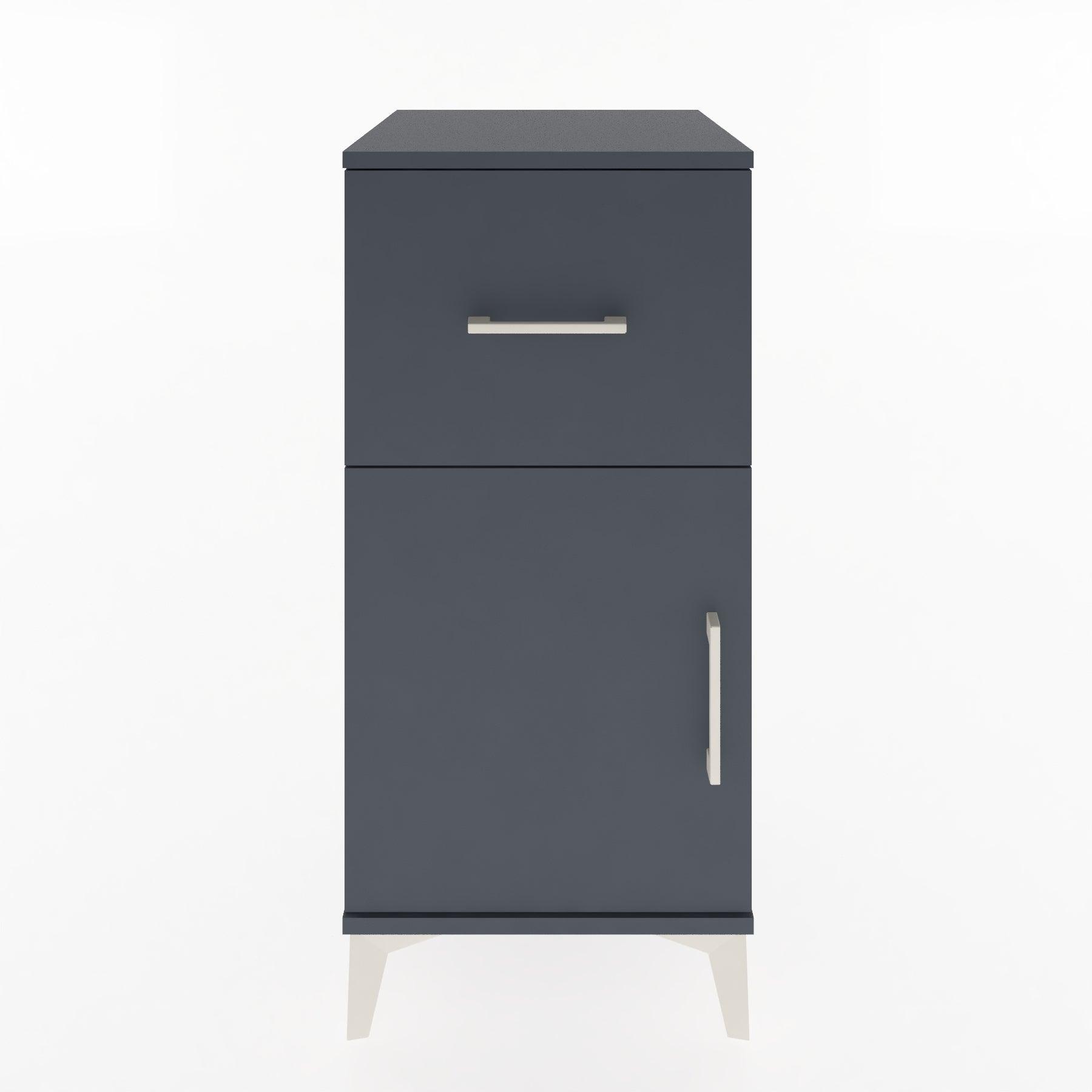 Woodntry Modular Nightstand Anthracite 44x44x84 cm with Cover and Drawer KC35-2