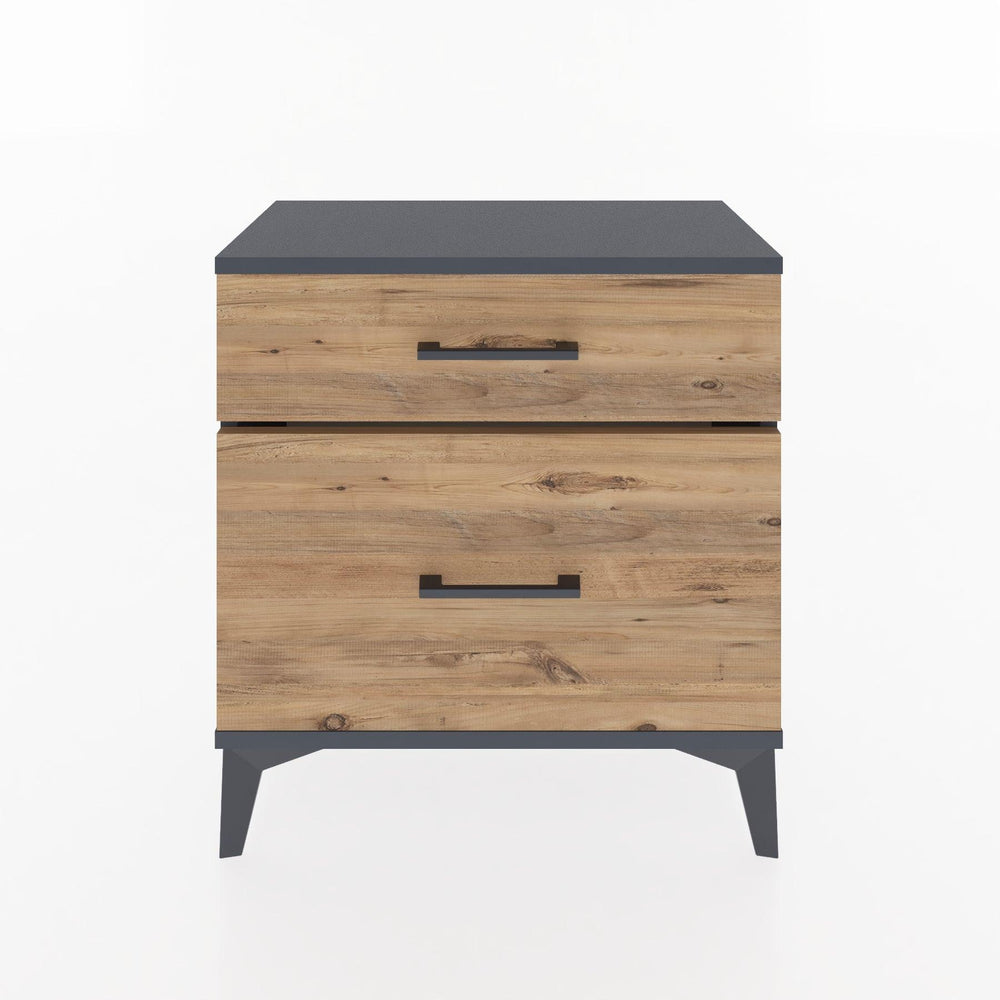 Woodntry Modular Nightstand Anthracite 60x30x52 cm with Drawer and Shelf CR14-2