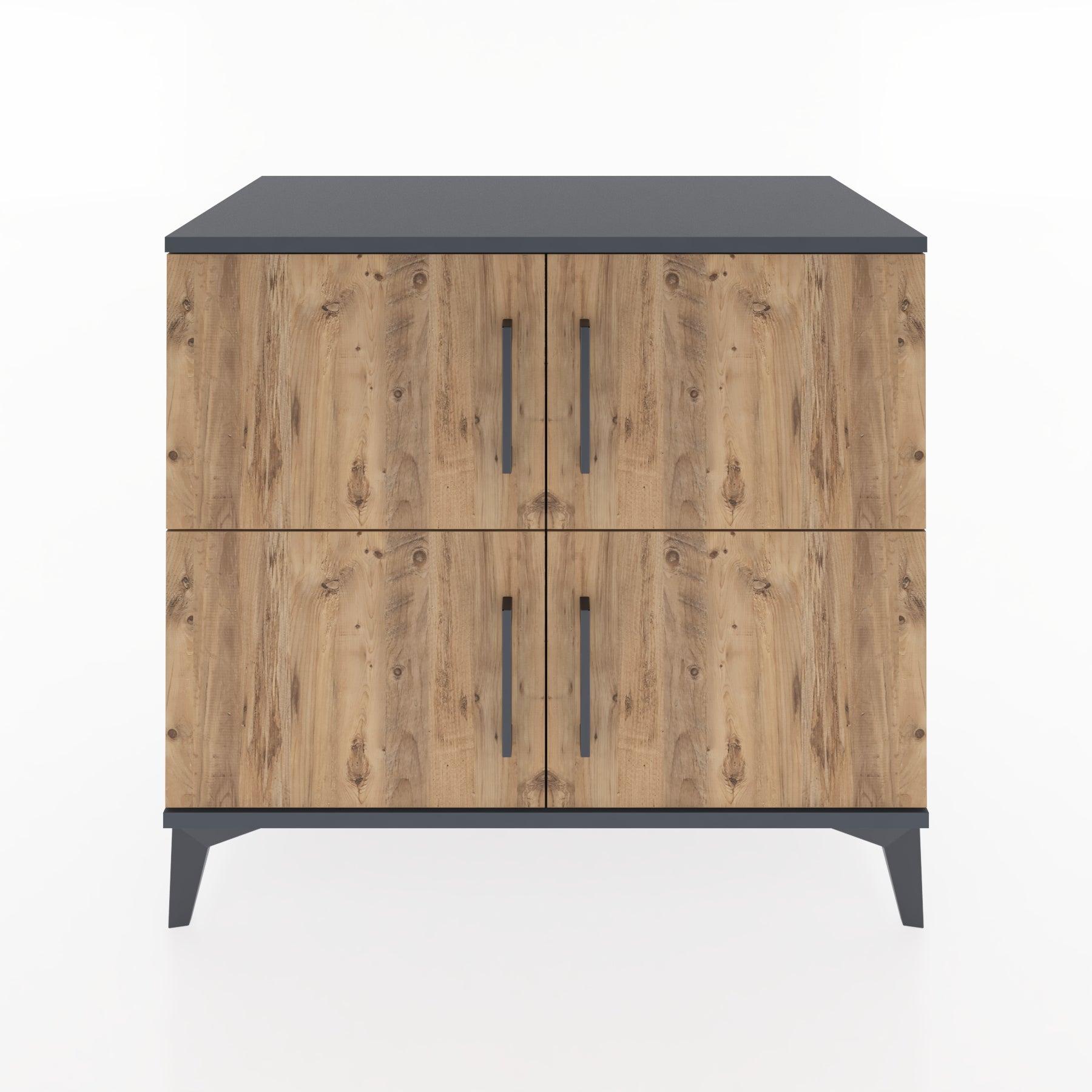 Woodntry Modüler Şifonyer Antrasit 88x44x68 cm Kapaklı K14-2