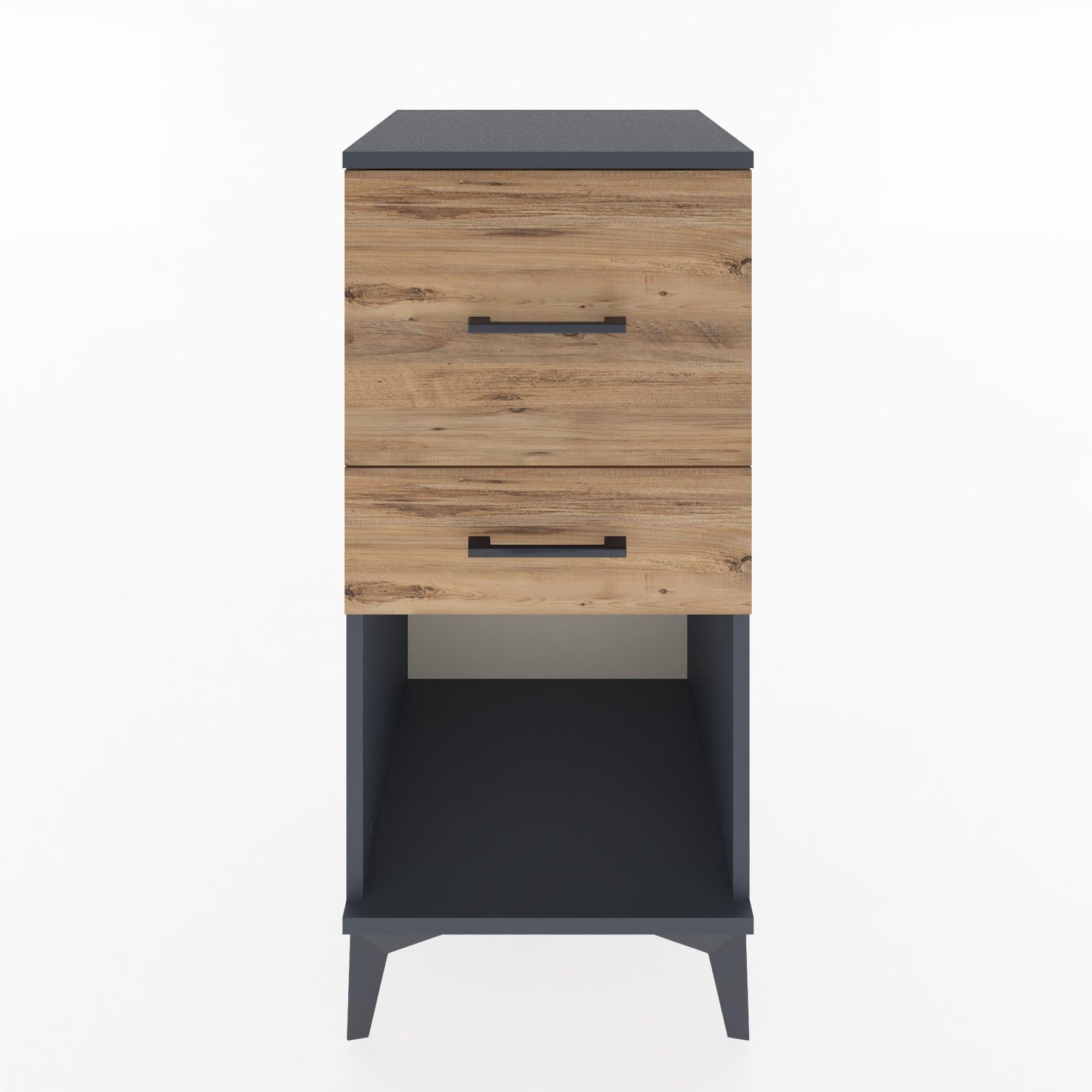 Woodntry Modular Nightstand Anthracite 44x44x84 cm with Drawers and Shelves CR14-2