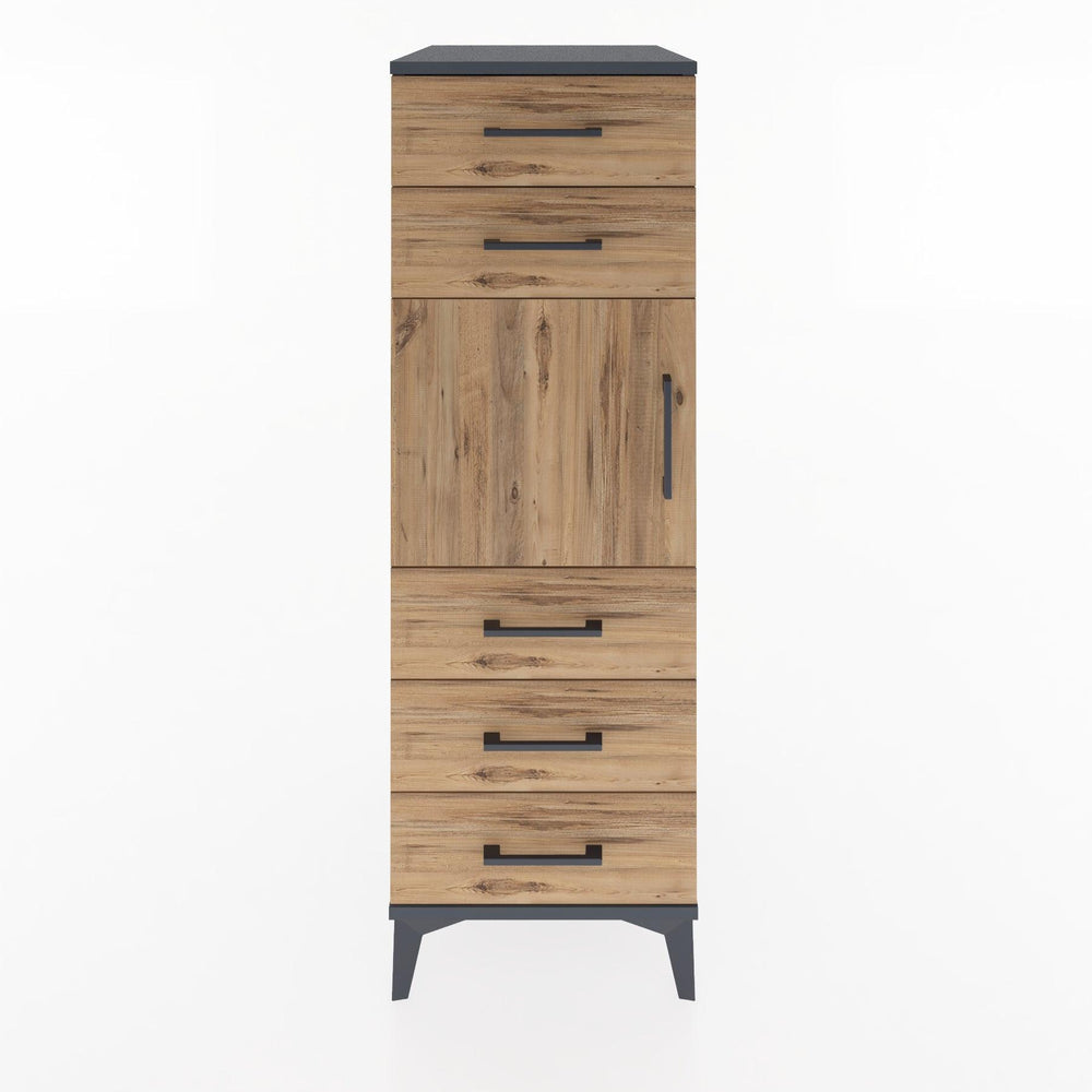 Woodntry Modular Cabinet Anthracite 44x30x122 cm with Doors and Drawers KC64-2