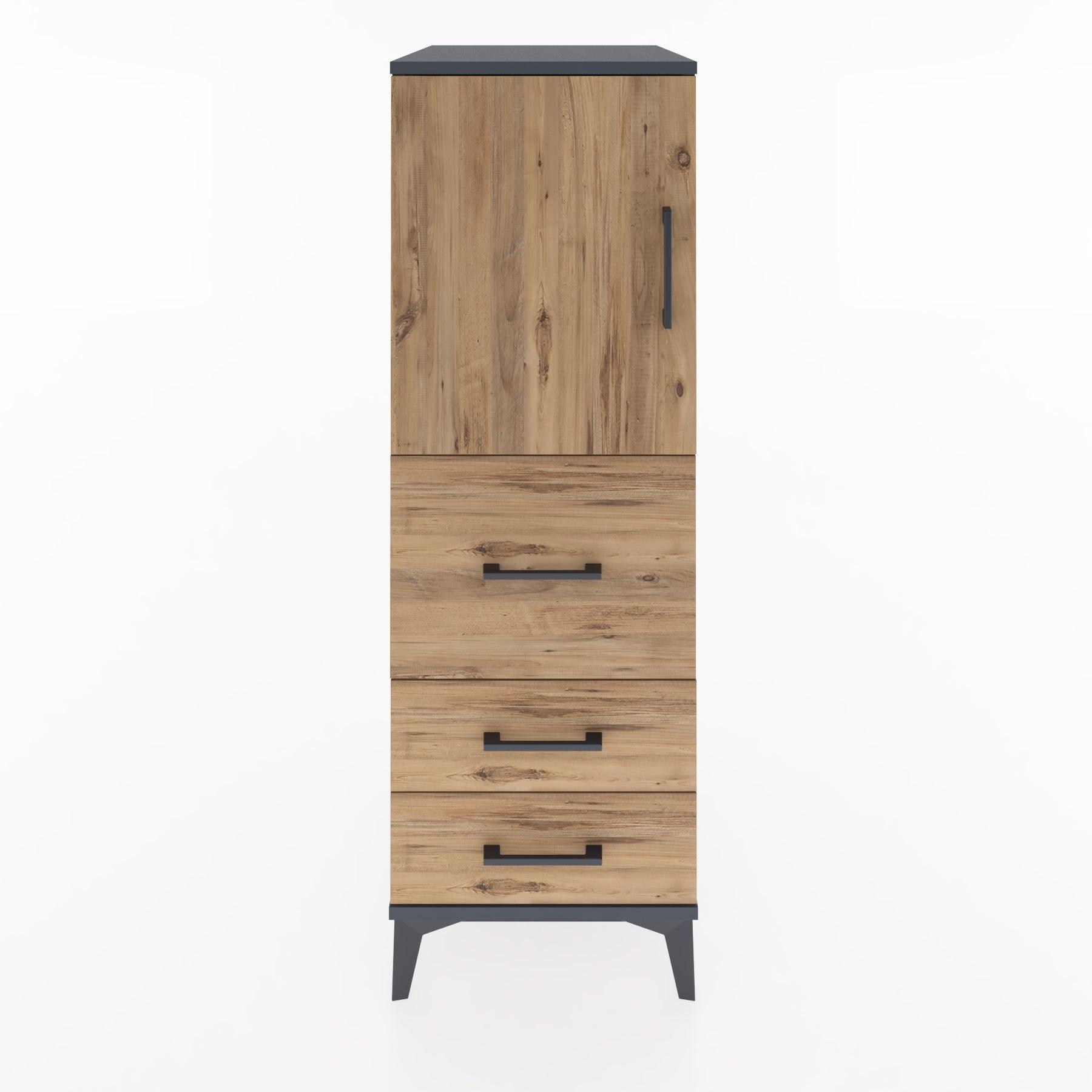 Woodntry Modular Cabinet Anthracite 44x30x122 cm with Doors and Drawers KC14-2
