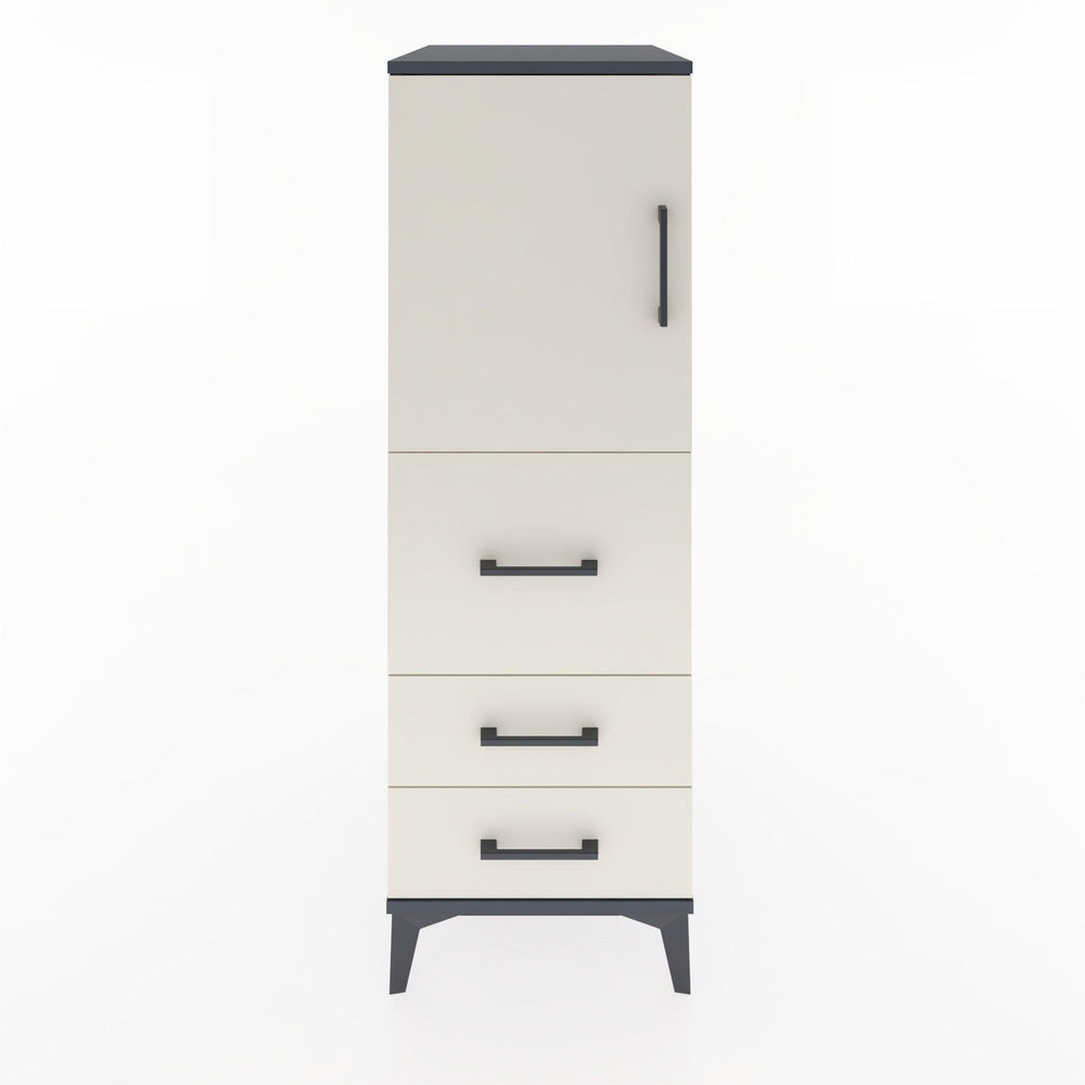 Woodntry Modüler Dolap Antrasit 44x59x122 cm Kapaklı ve Çekmeceli KC14-2