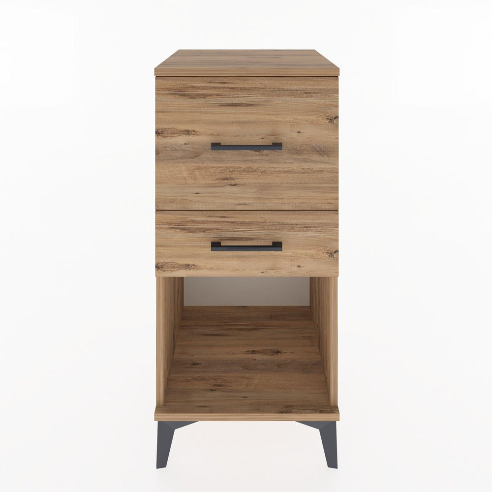 Woodntry Modular Nightstand Pine 44x44x84 cm with Drawers and Shelves CR14-3