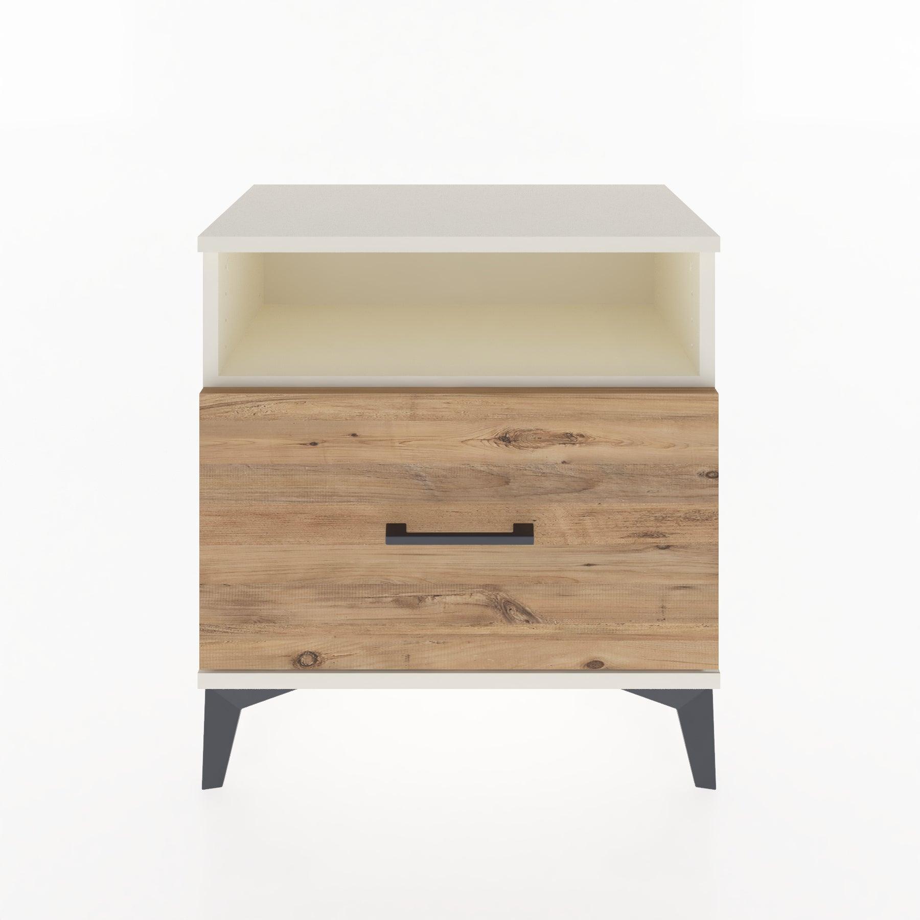 Woodntry Modular Nightstand Moonstone 60x30x52 cm with Drawer and Shelf CR15-1