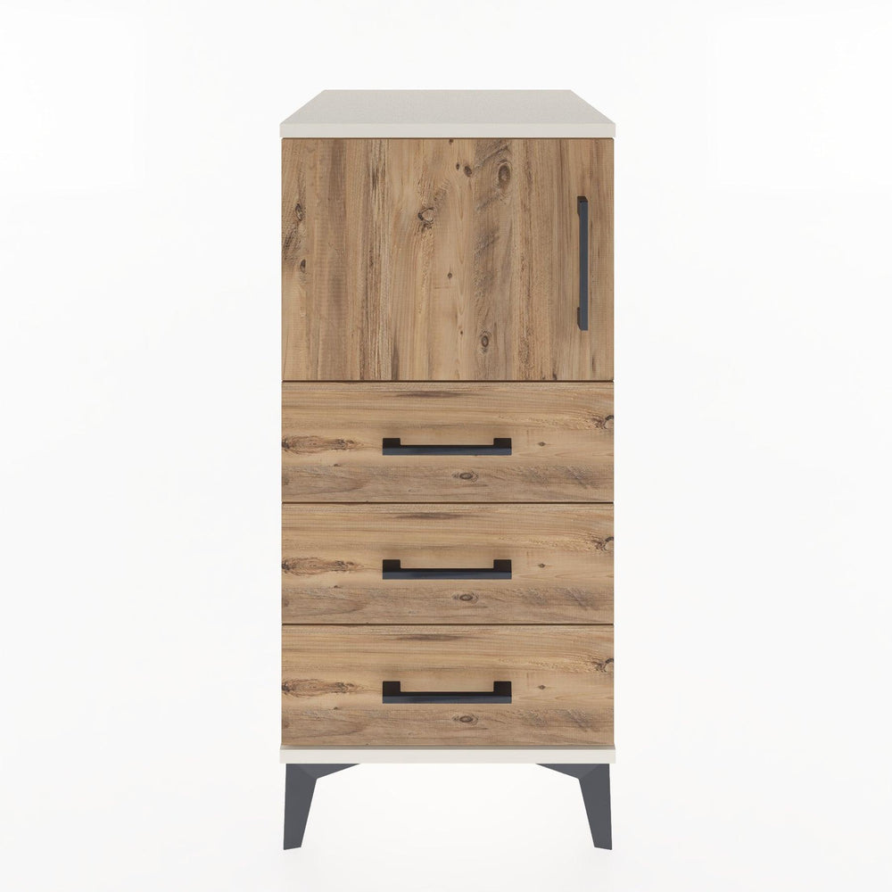 Woodntry Modular Nightstand Moonstone 44x44x84 cm with Cover and Drawer KC37-1